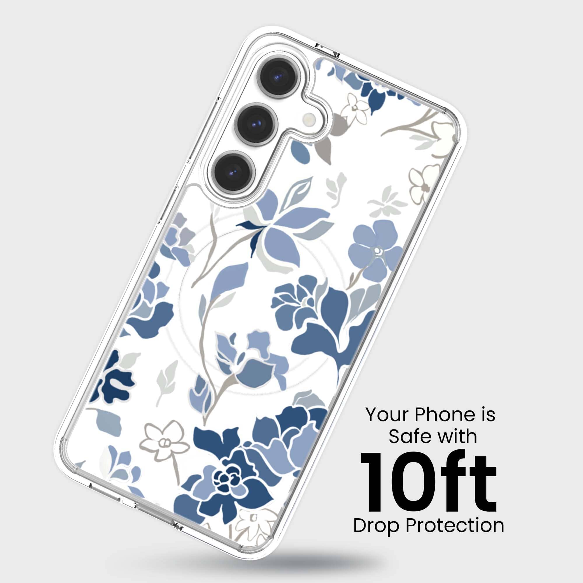 Samsung Galaxy S25 Blue Pattern Clear Case