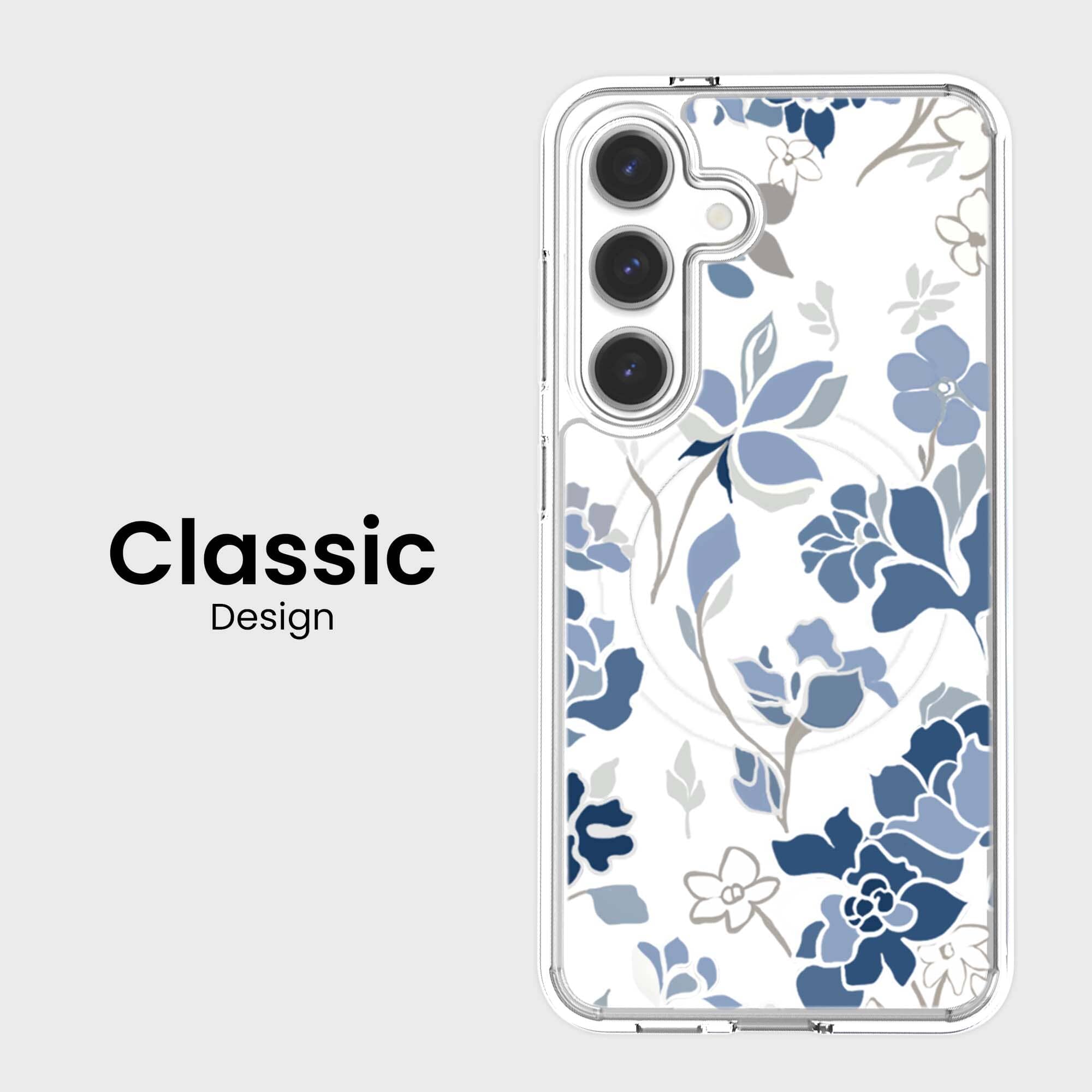 Samsung Galaxy S25 Blue Pattern Clear Case