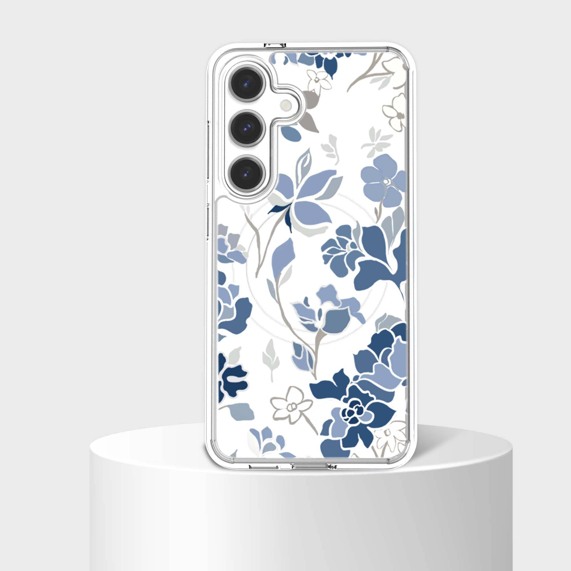 Samsung Galaxy S25 Blue Pattern Clear Case