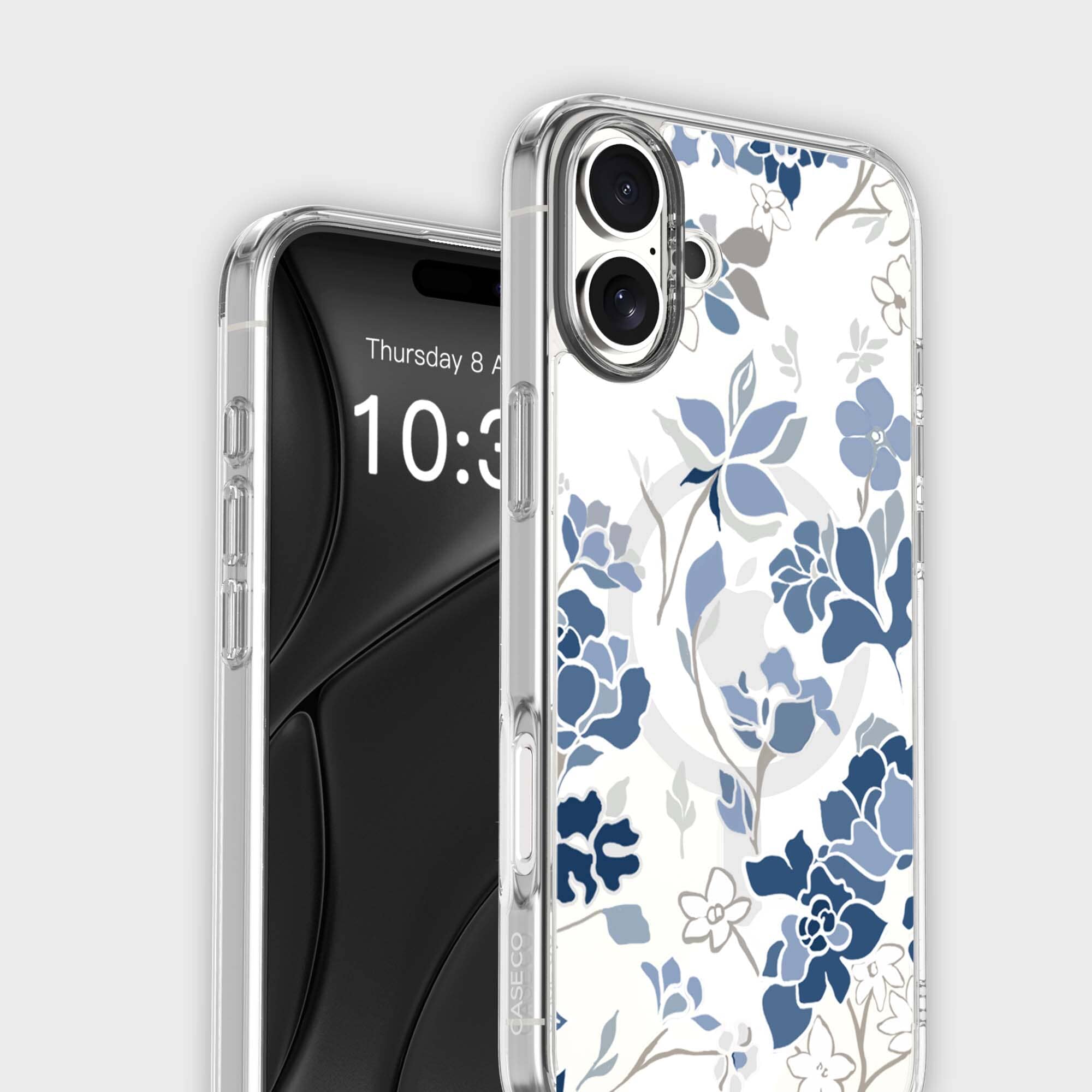 MagSafe iPhone 16 Blue Pattern Clear Case