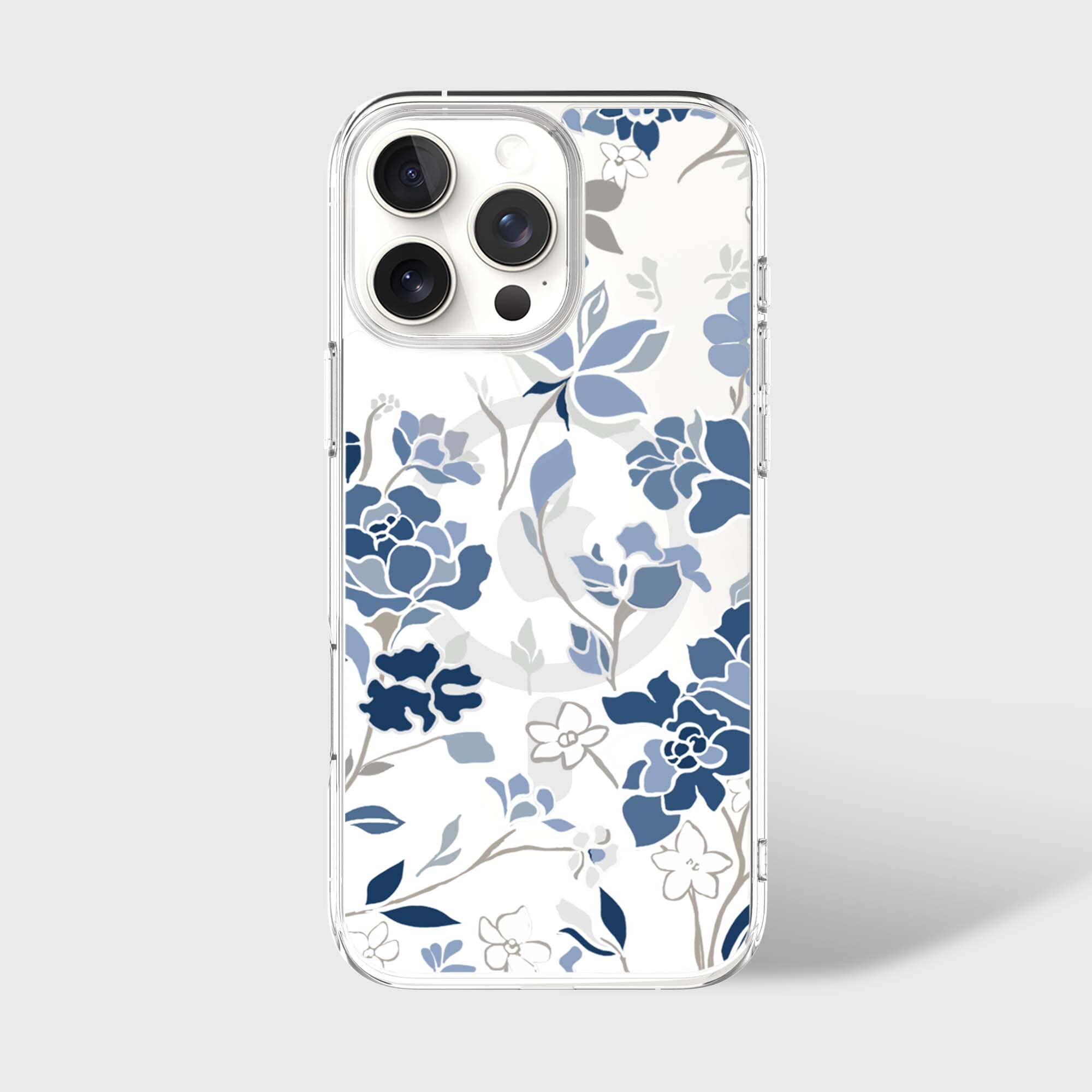 MagSafe iPhone 16 Pro Blue Pattern Clear Case