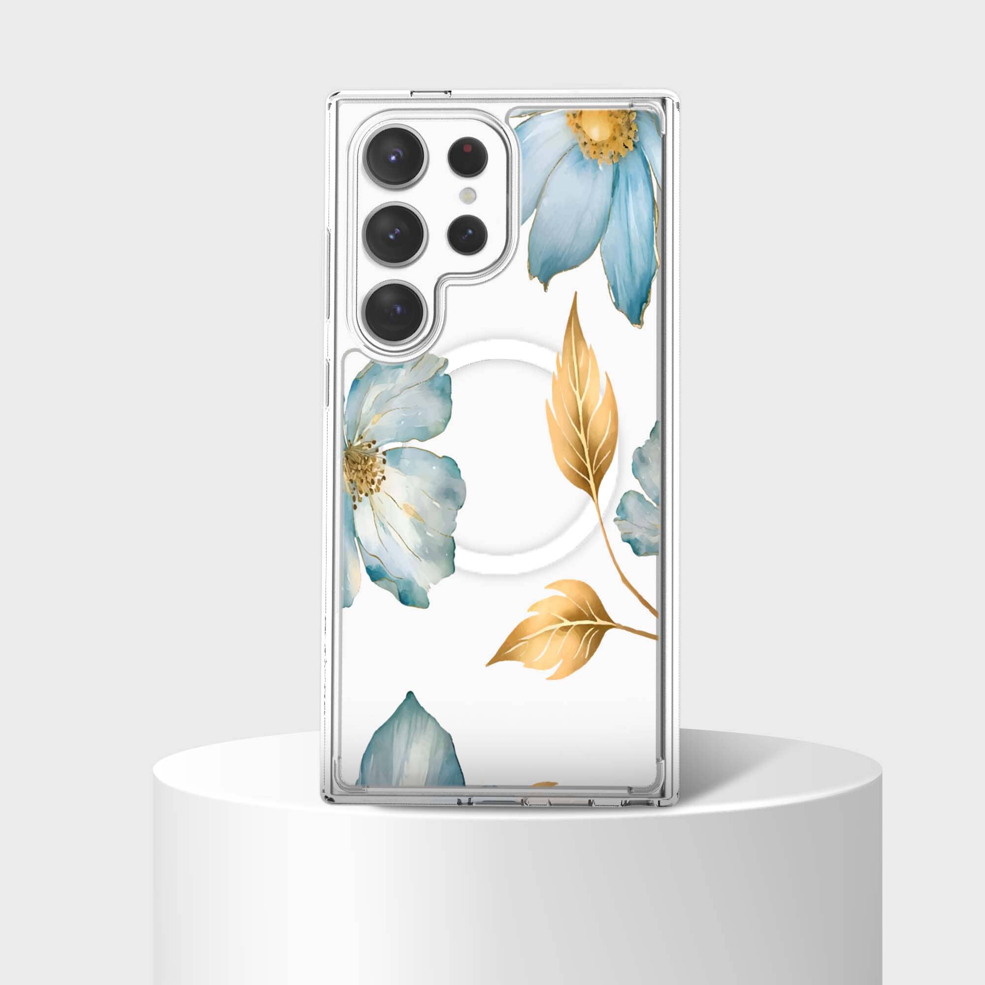 Samsung Galaxy S24 Ultra Blue Wildflower Clear Case