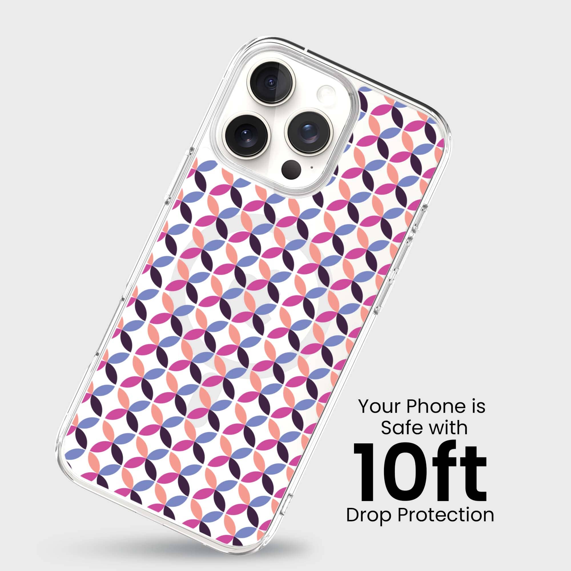 iPhone 16 Pro Max Clear Case - Pink Celestial Petal Design