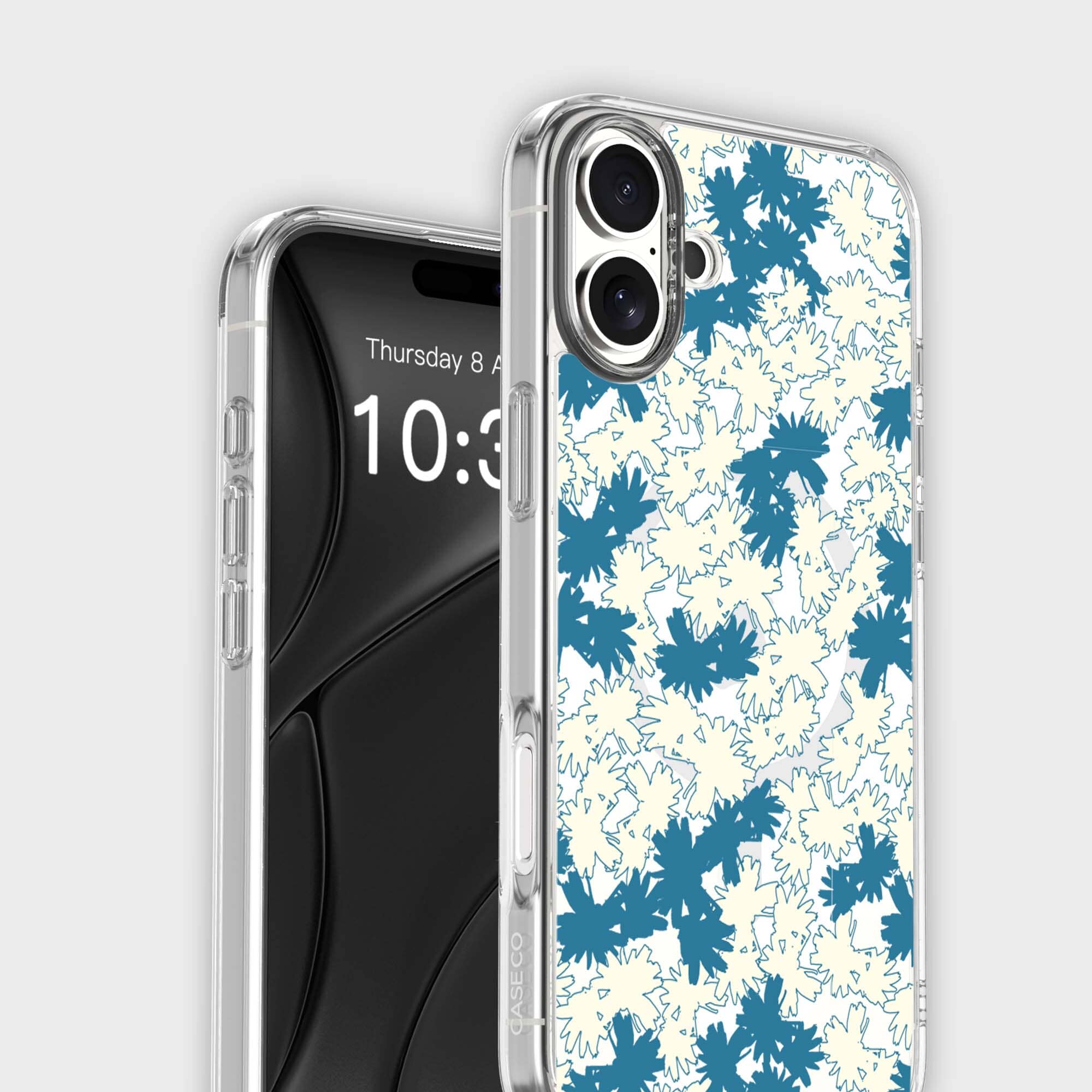 iPhone 16 Clear Case - Blue Dandelion Design