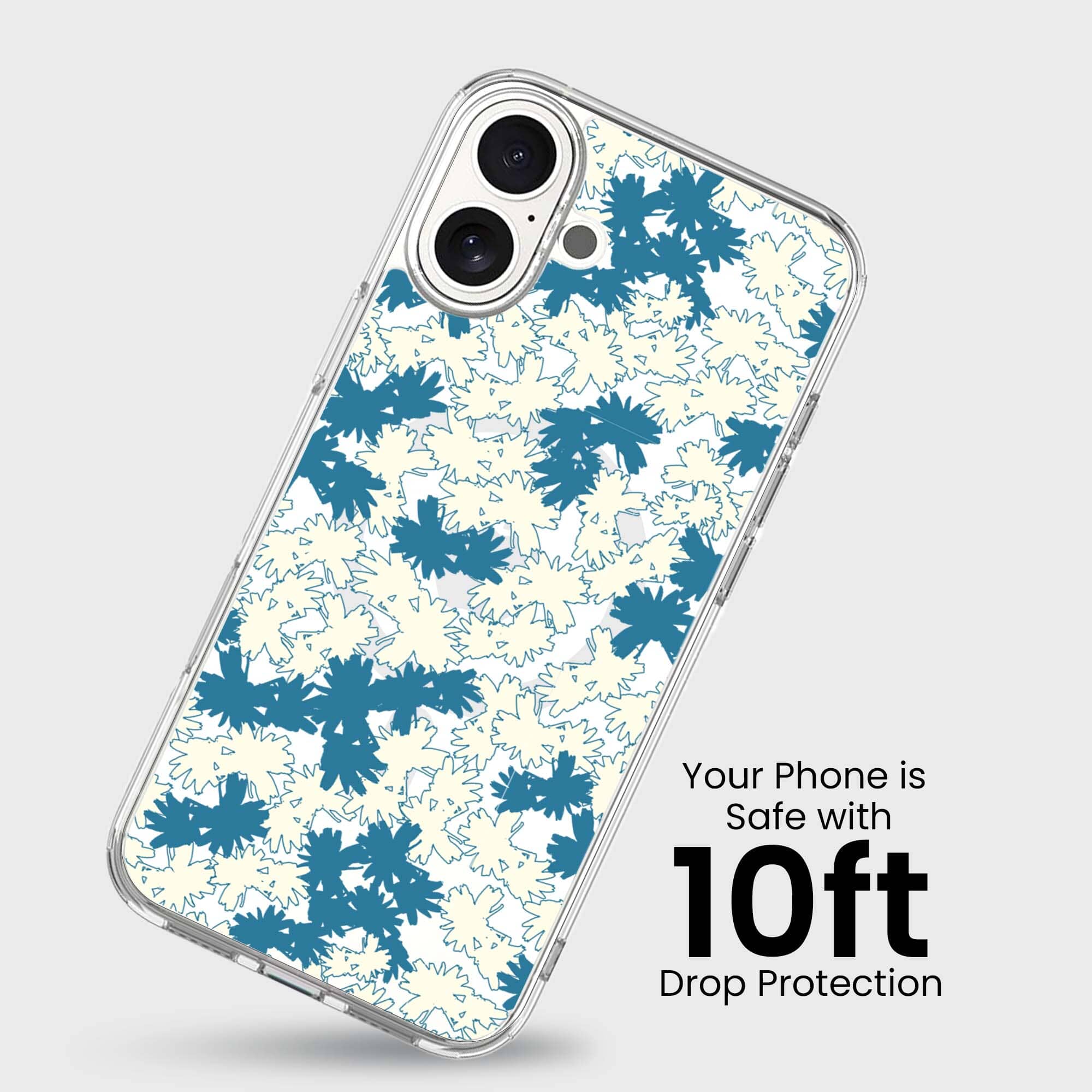 iPhone 16 Clear Case - Blue Dandelion Design