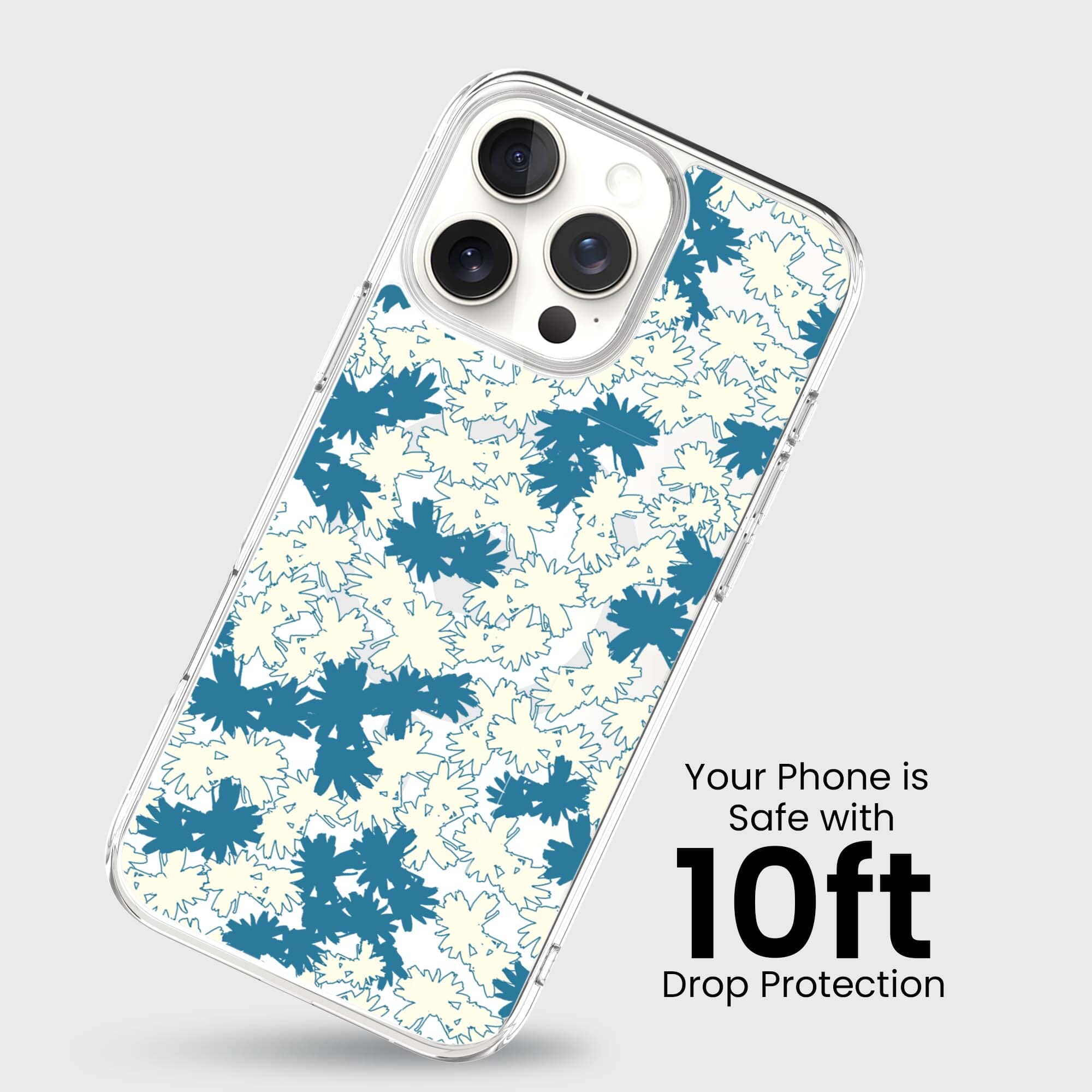 iPhone 16 Pro Clear Case - Blue Dandelion Design