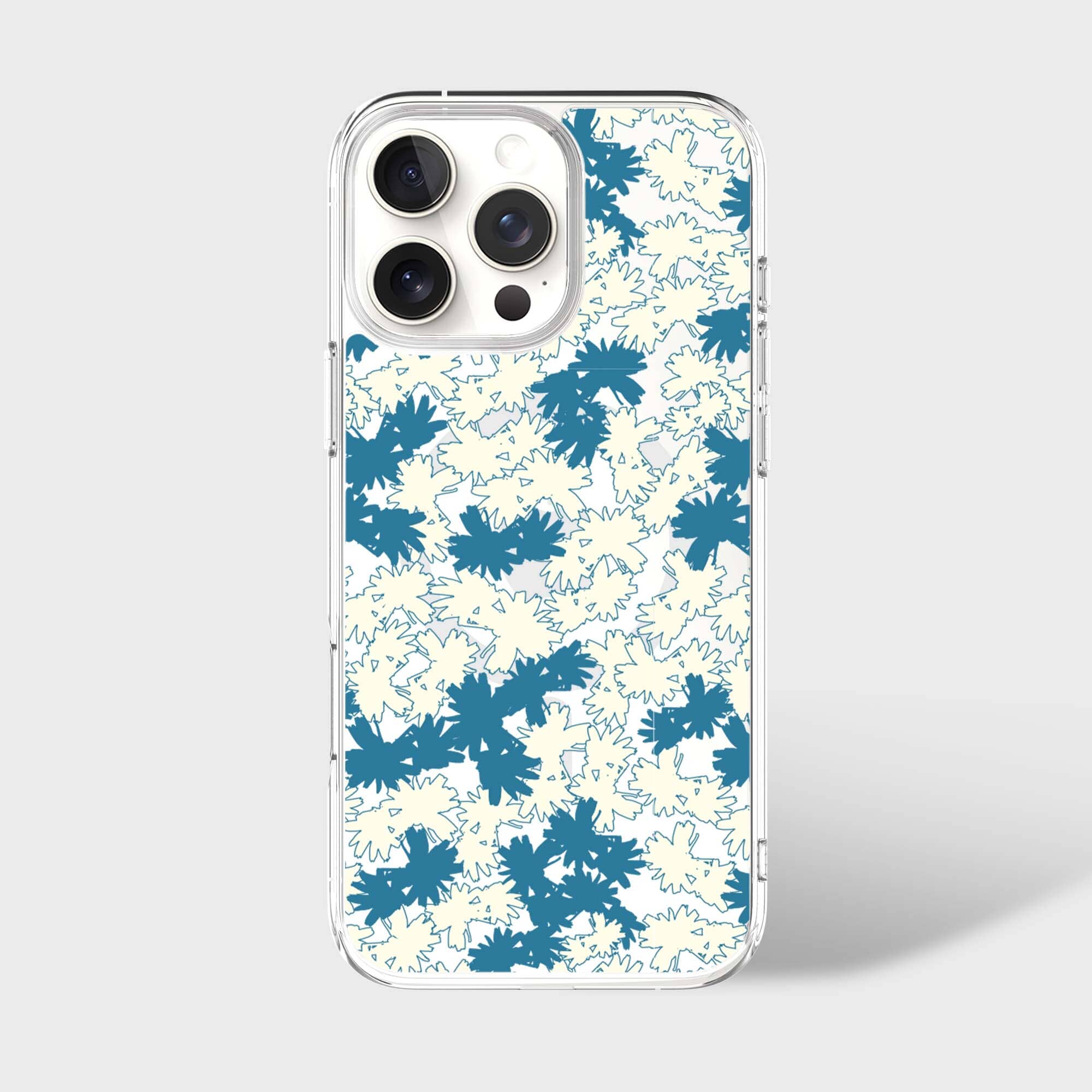 iPhone 16 Pro Max Clear Case - Blue Dandelion Design