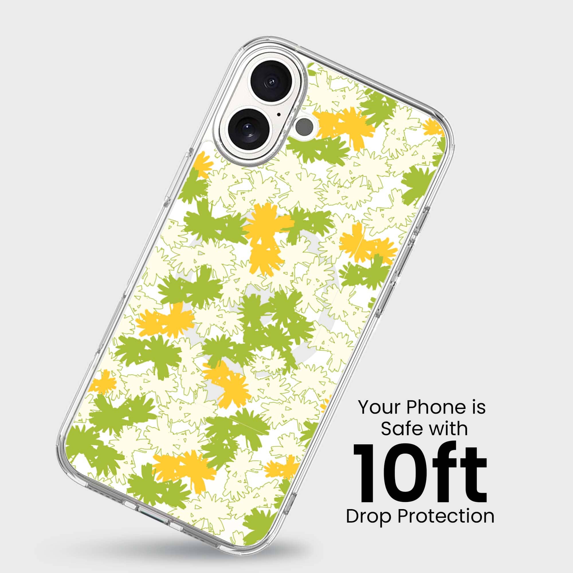iPhone 16 Clear Case - Yellow Dandelion Design