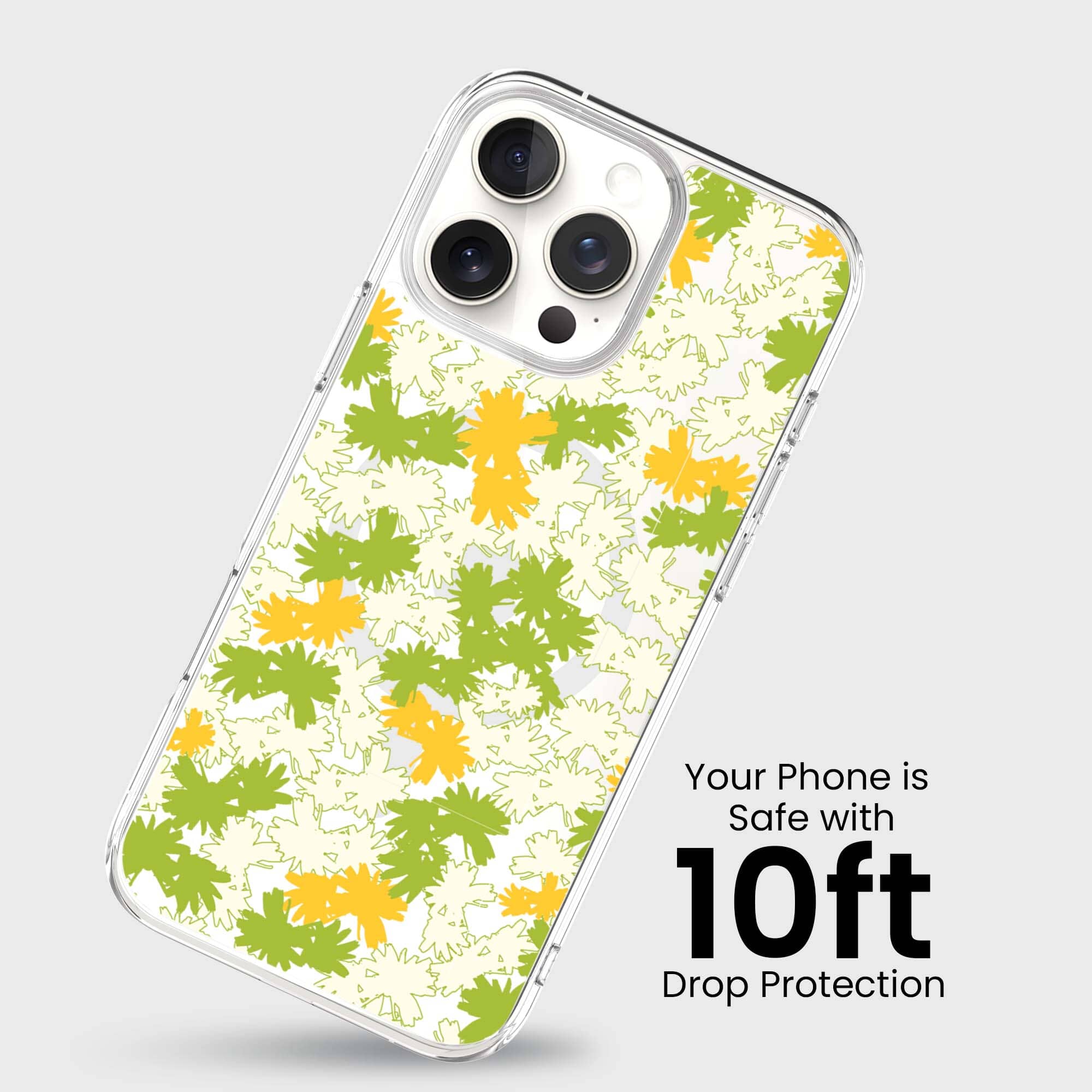 iPhone 16 Pro Clear Case - Yellow Dandelion Design