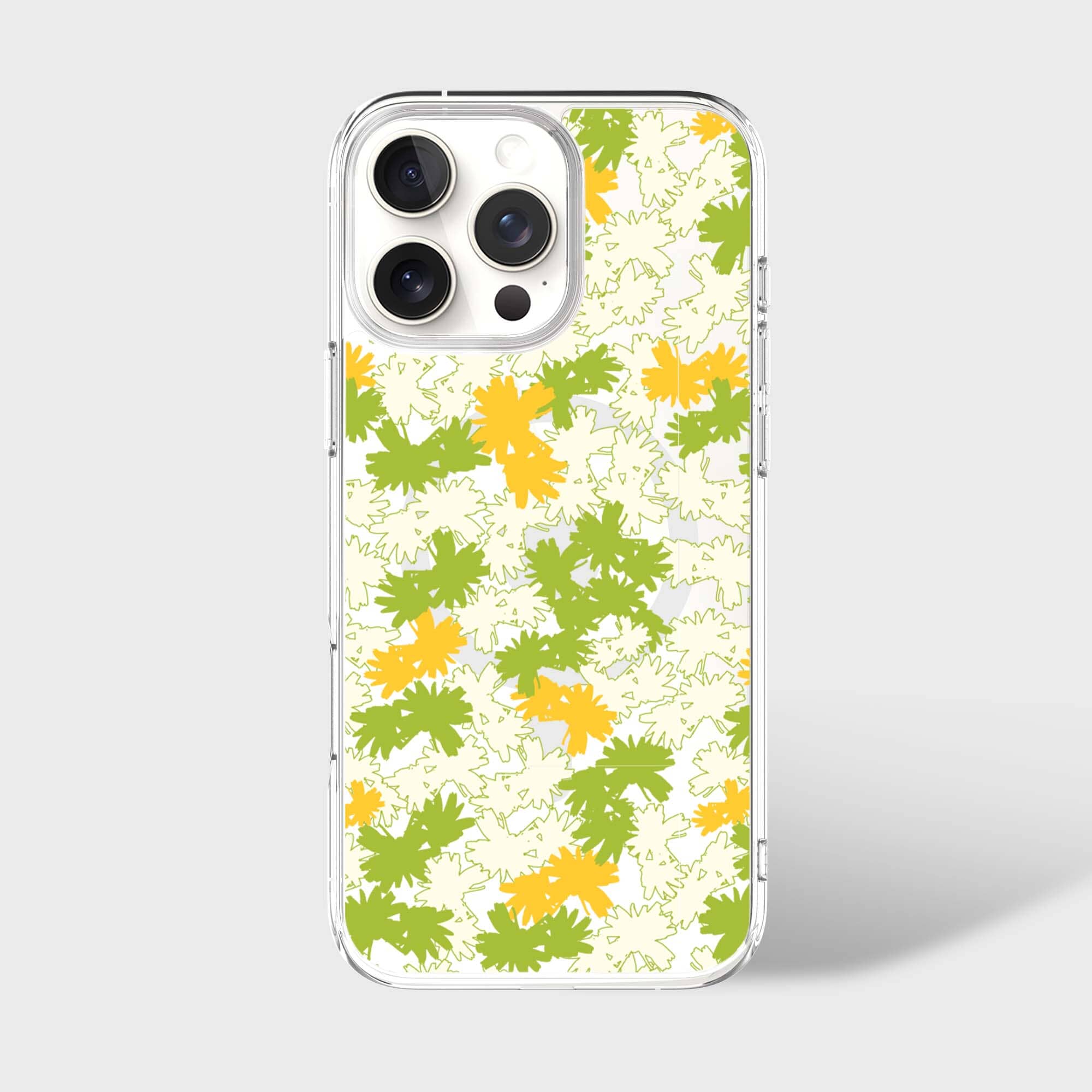 iPhone 16 Pro Max Clear Case - Yellow Dandelion Design