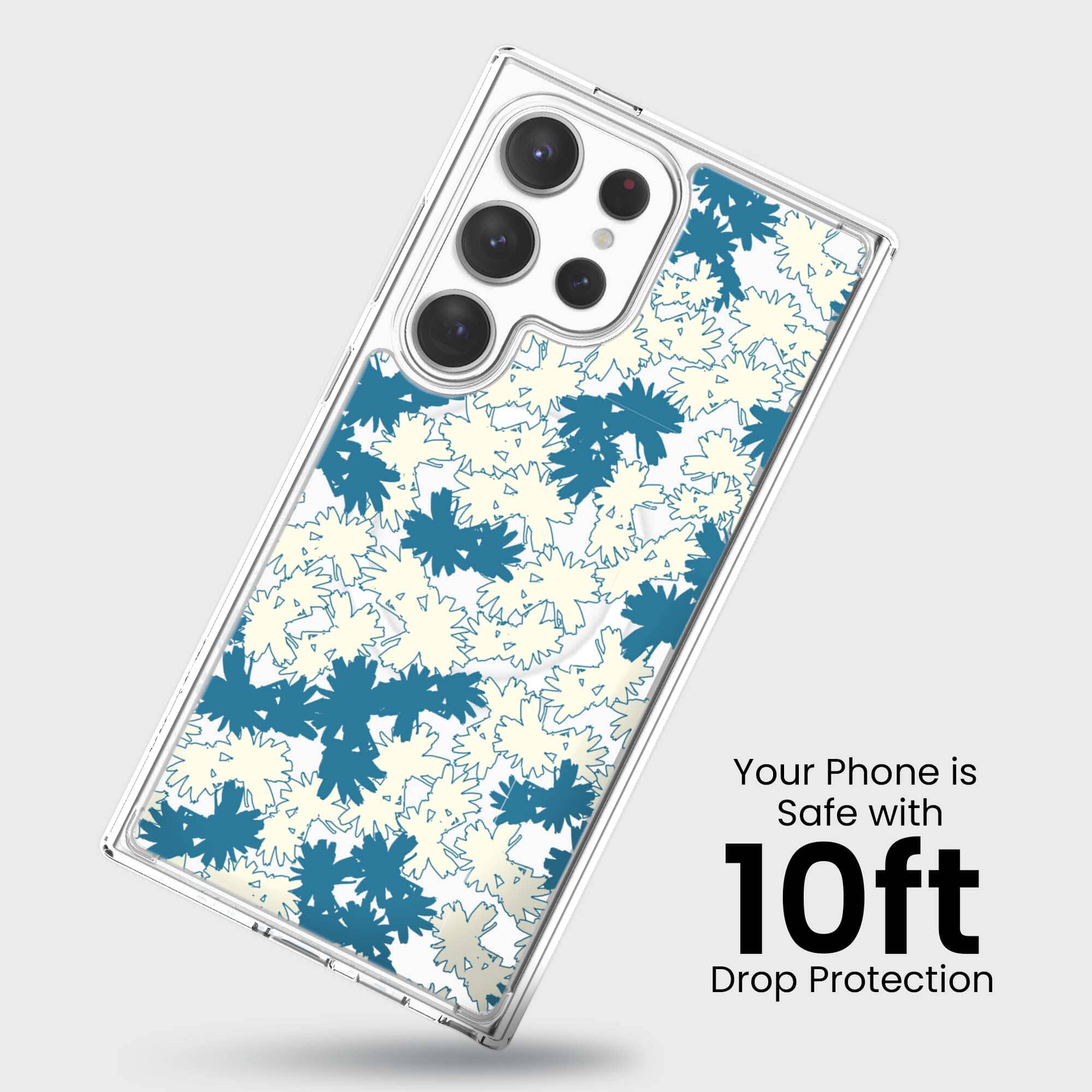 Samsung Galaxy S24 Ultra Clear Case - Blue Dandelion Design