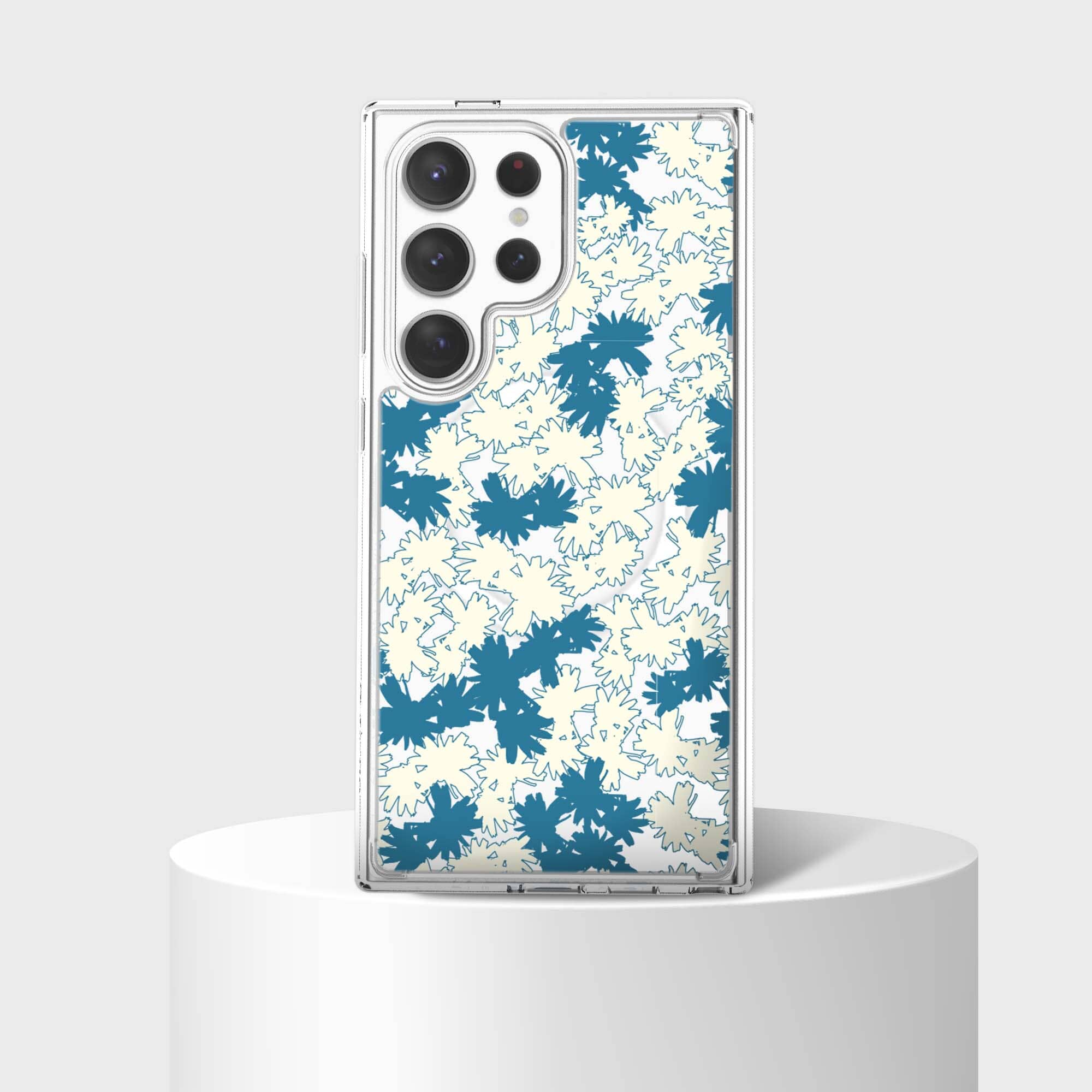Samsung Galaxy S24 Ultra Clear Case - Blue Dandelion Design
