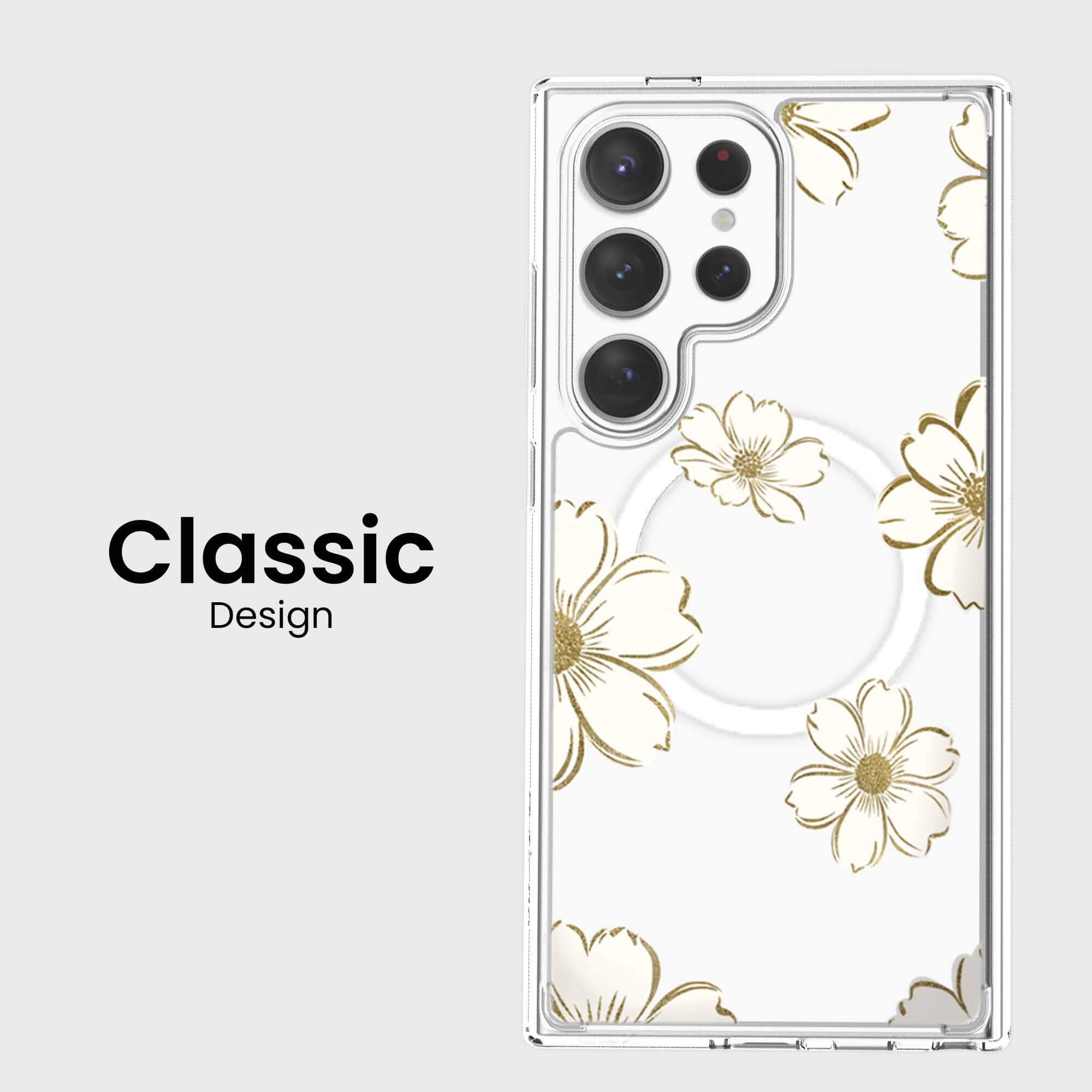 Samsung Galaxy S25 Ultra Gold Pattern Clear Case