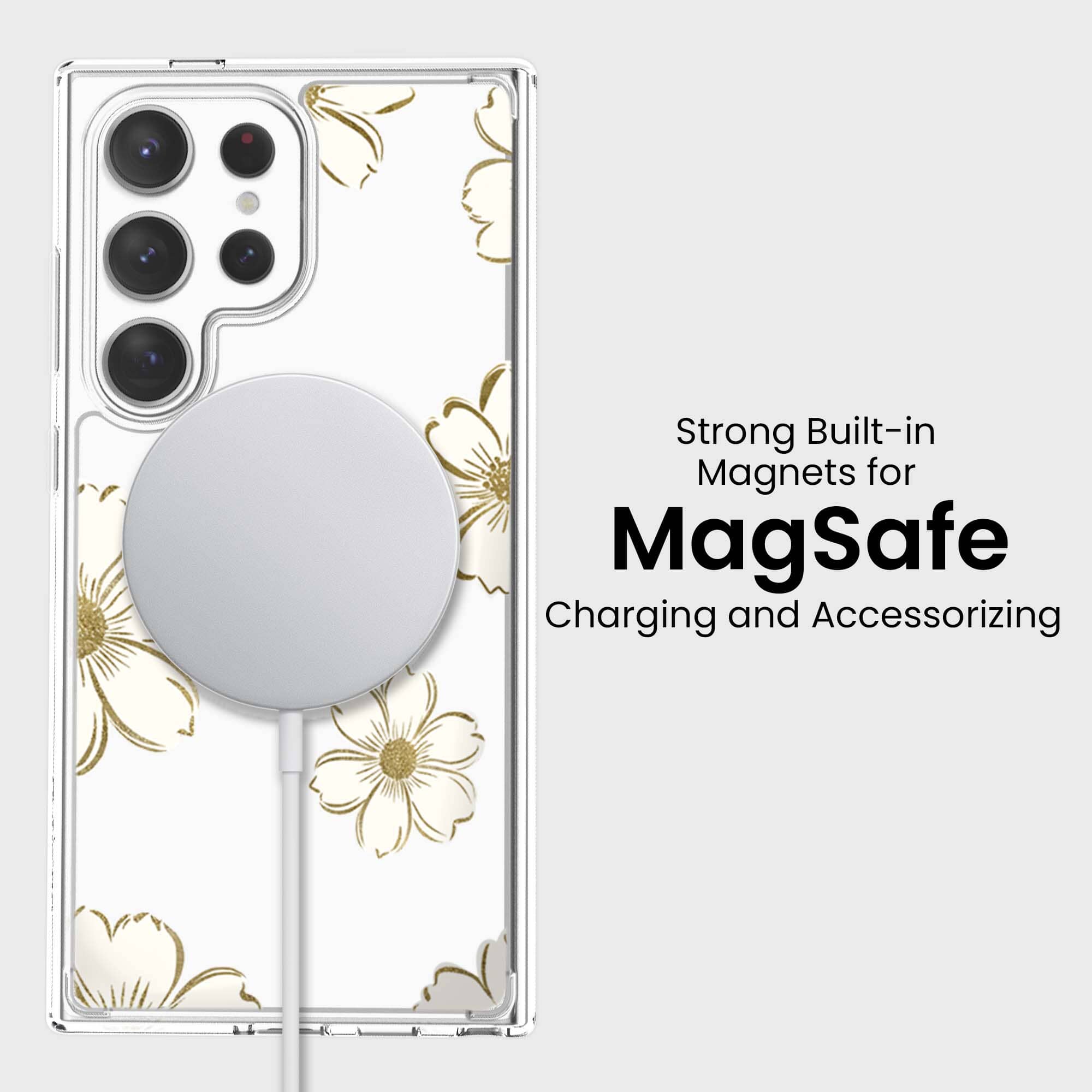 Samsung Galaxy S25 Ultra Gold Pattern Clear Case