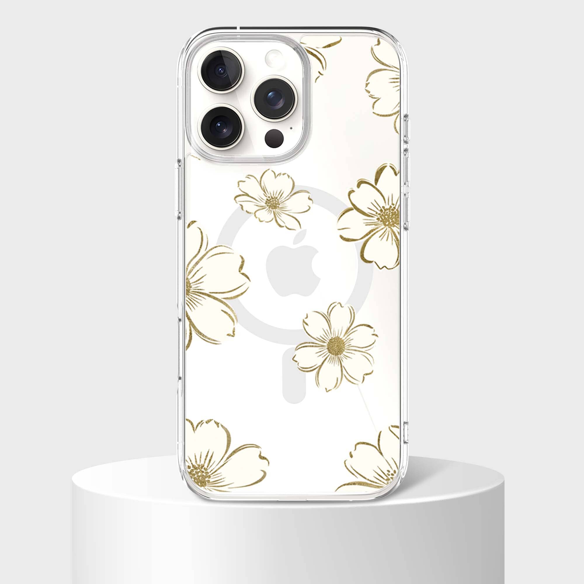 MagSafe iPhone 16 Pro Gold Pattern Clear Case