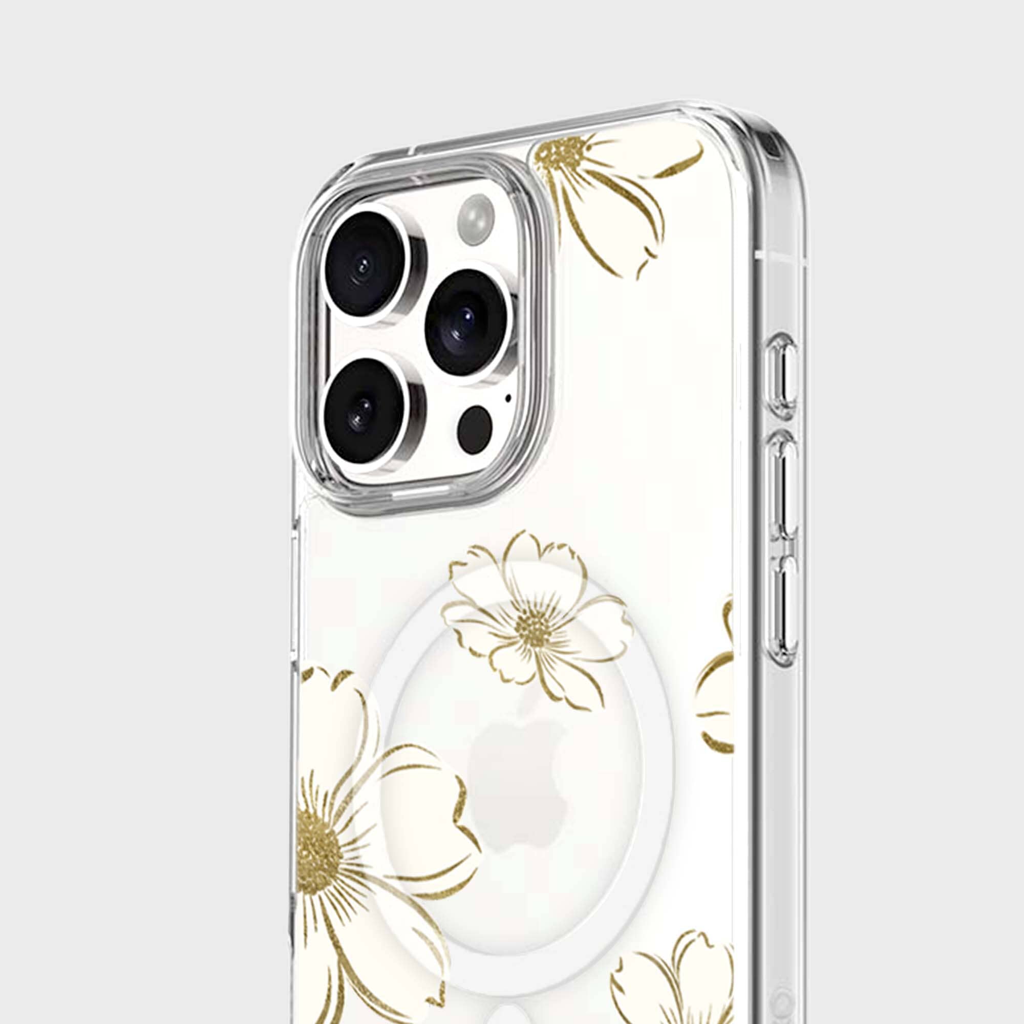 MagSafe iPhone 16 Pro Max Gold Pattern Clear Case
