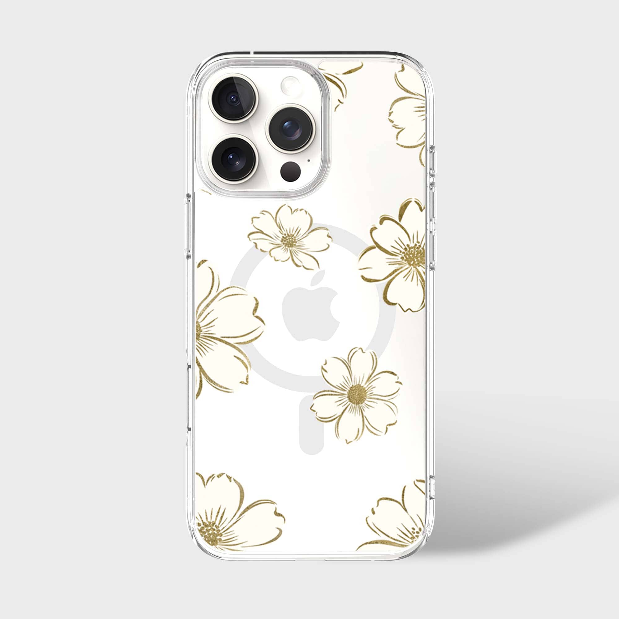 MagSafe iPhone 16 Pro Max Gold Pattern Clear Case