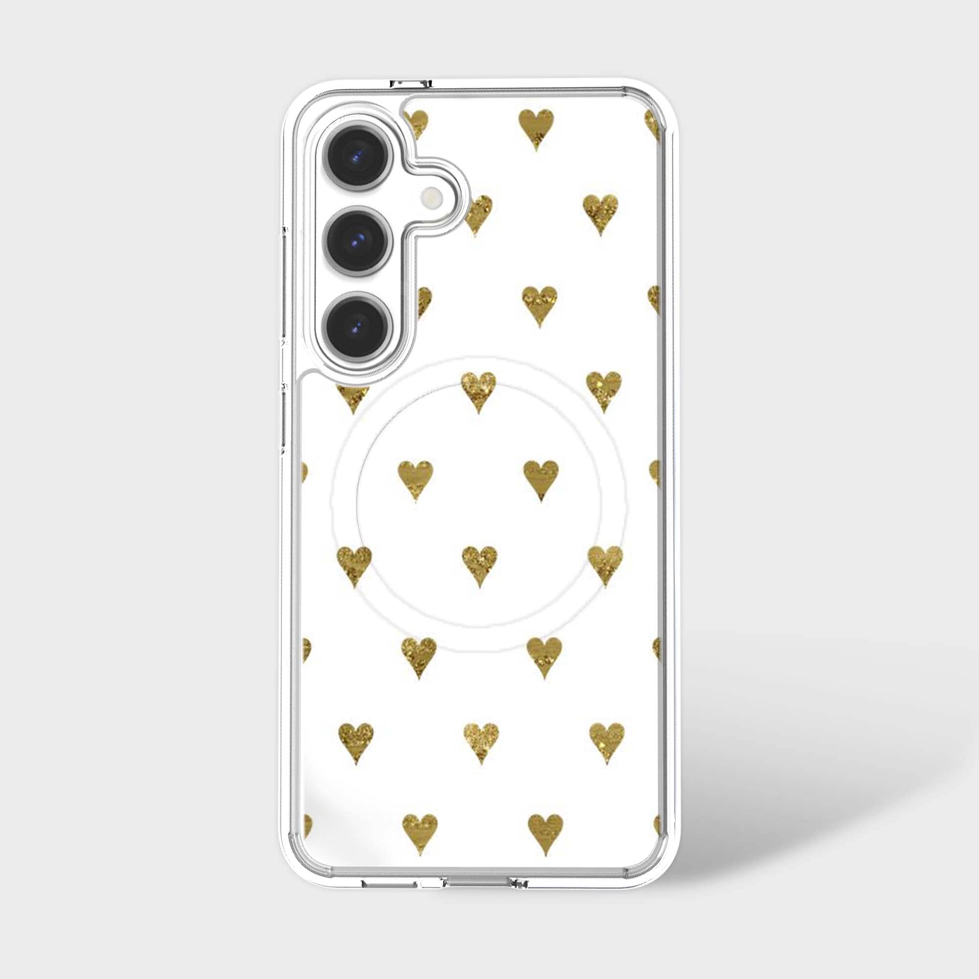 Samsung Galaxy S25 Gold Hearts Clear Case