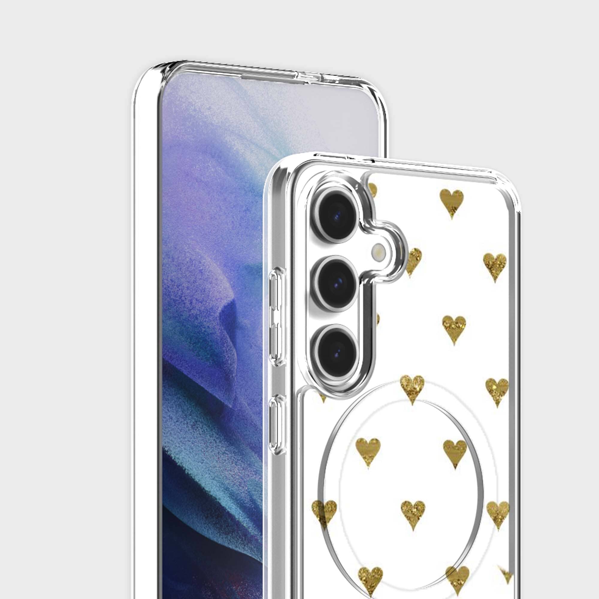 Samsung Galaxy S25 Gold Hearts Clear Case
