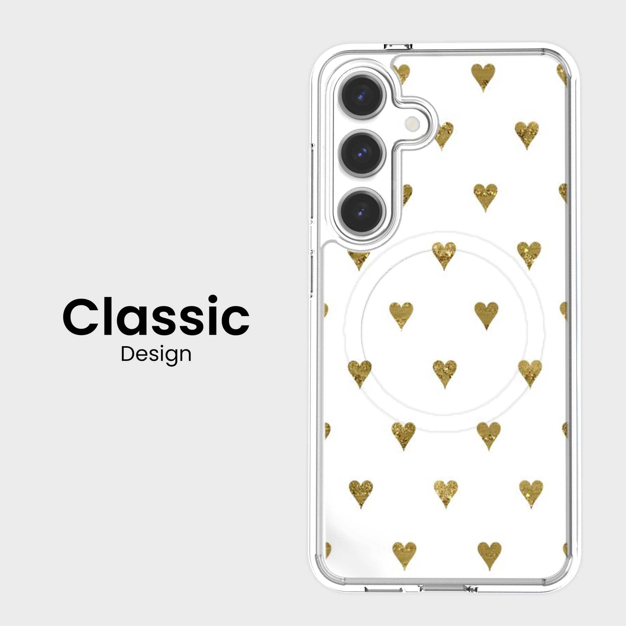 Samsung Galaxy S25 Gold Hearts Clear Case