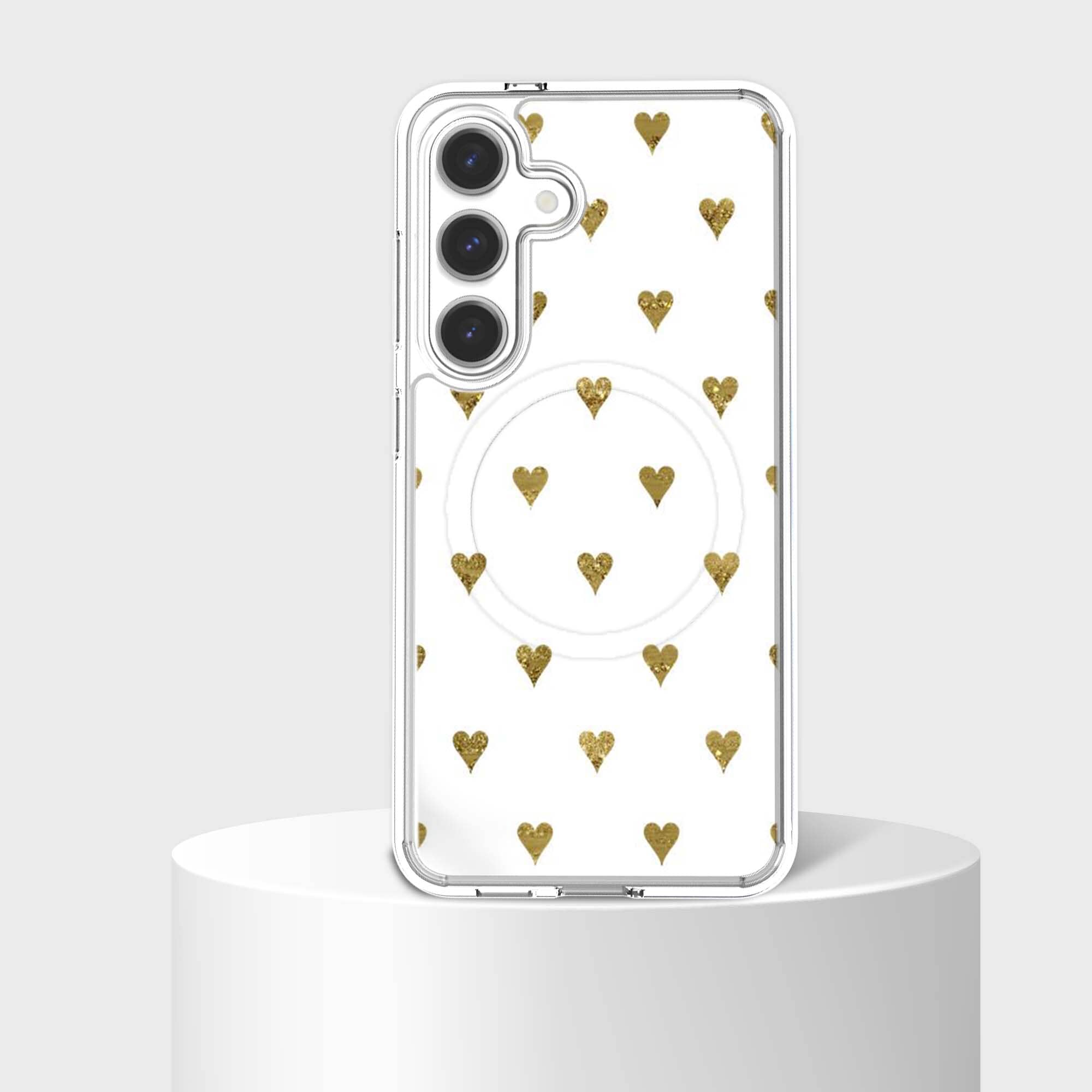 Samsung Galaxy S25 Gold Hearts Clear Case