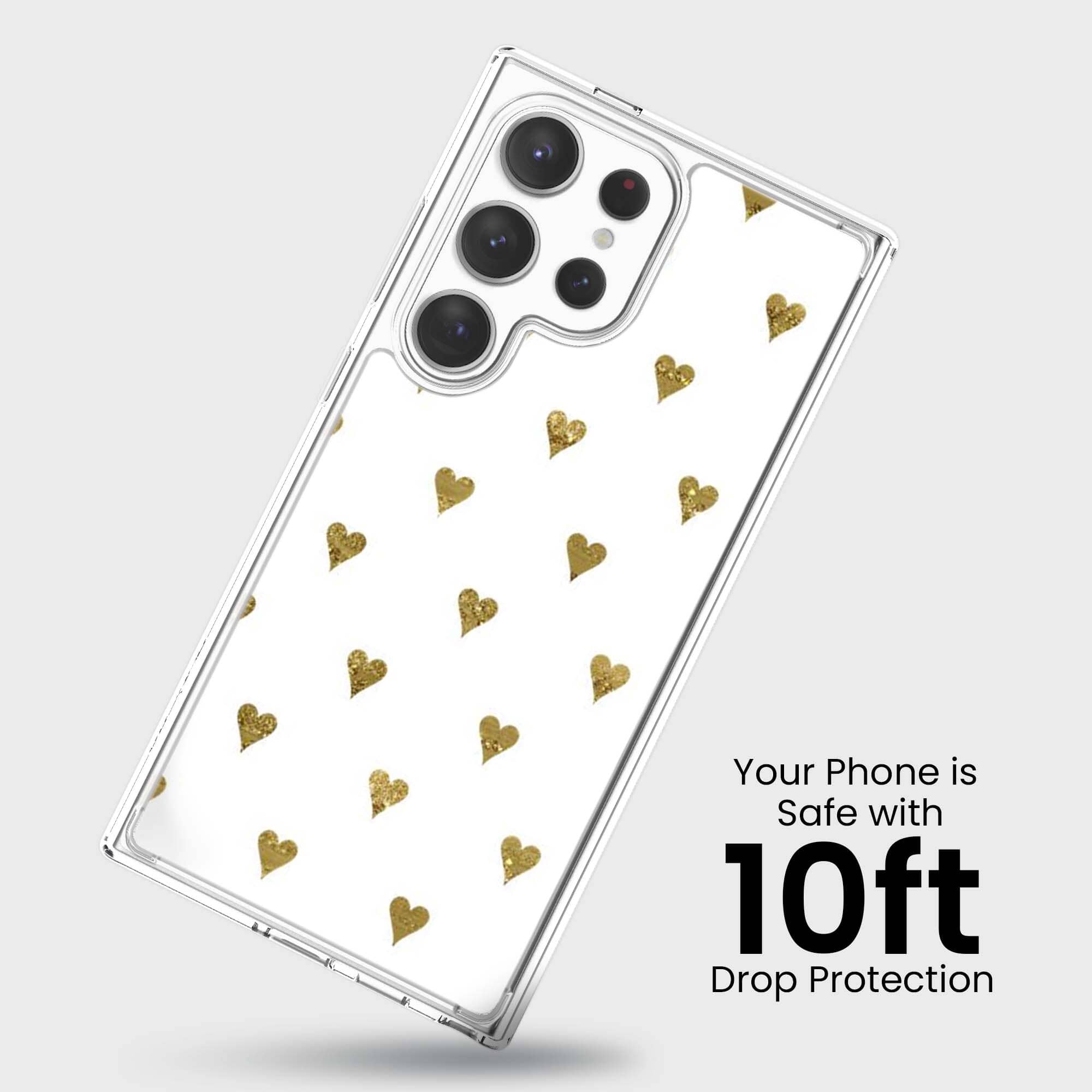 Samsung Galaxy S25 Ultra Gold Hearts Clear Case