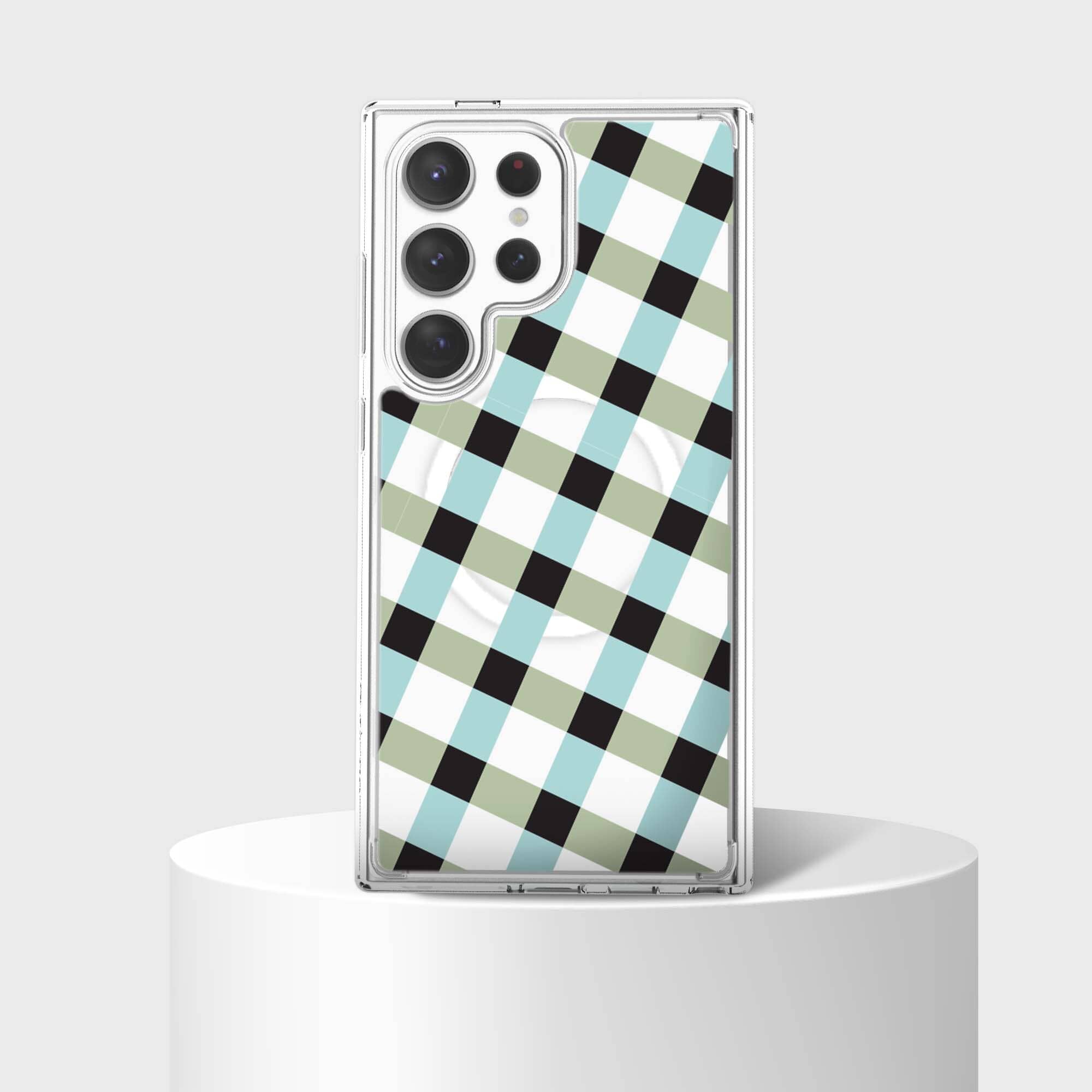 Samsung Galaxy S24 Ultra Clear Case - Dark Lattice Design