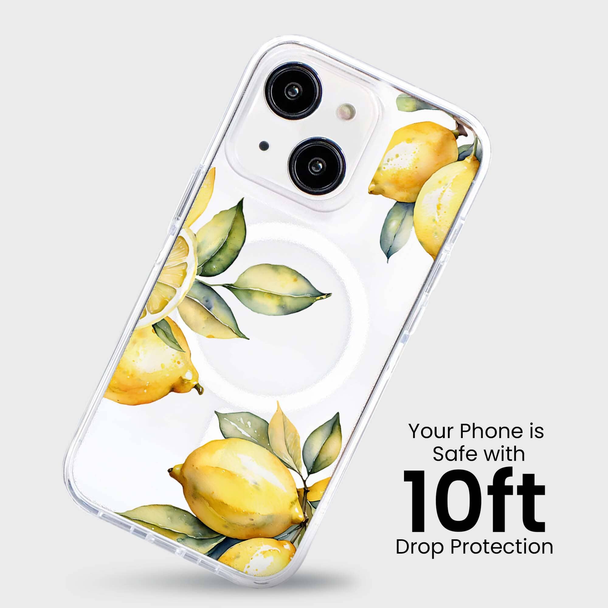 MagSafe iPhone 15 Lemons Clear Case