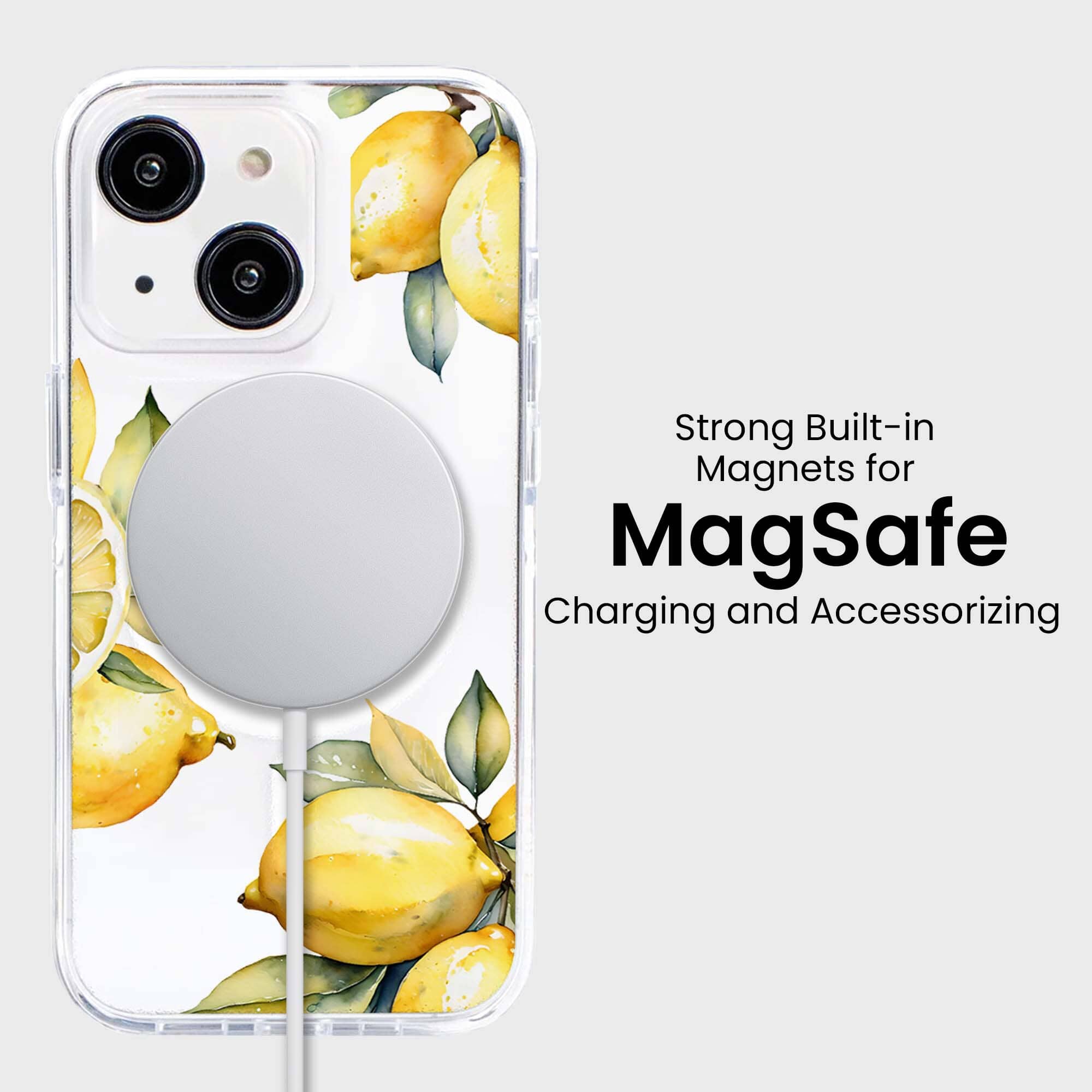 MagSafe iPhone 15 Lemons Clear Case
