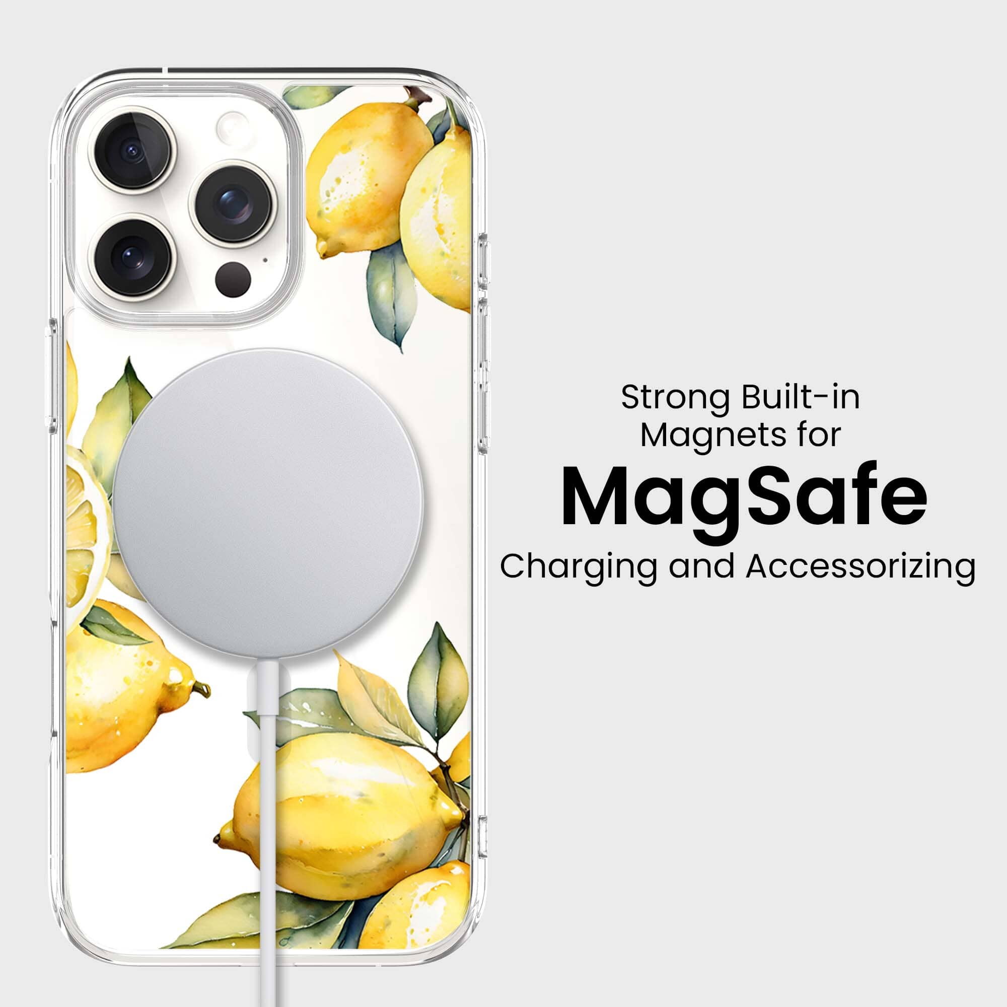 MagSafe iPhone 16 Pro Lemons Clear Case