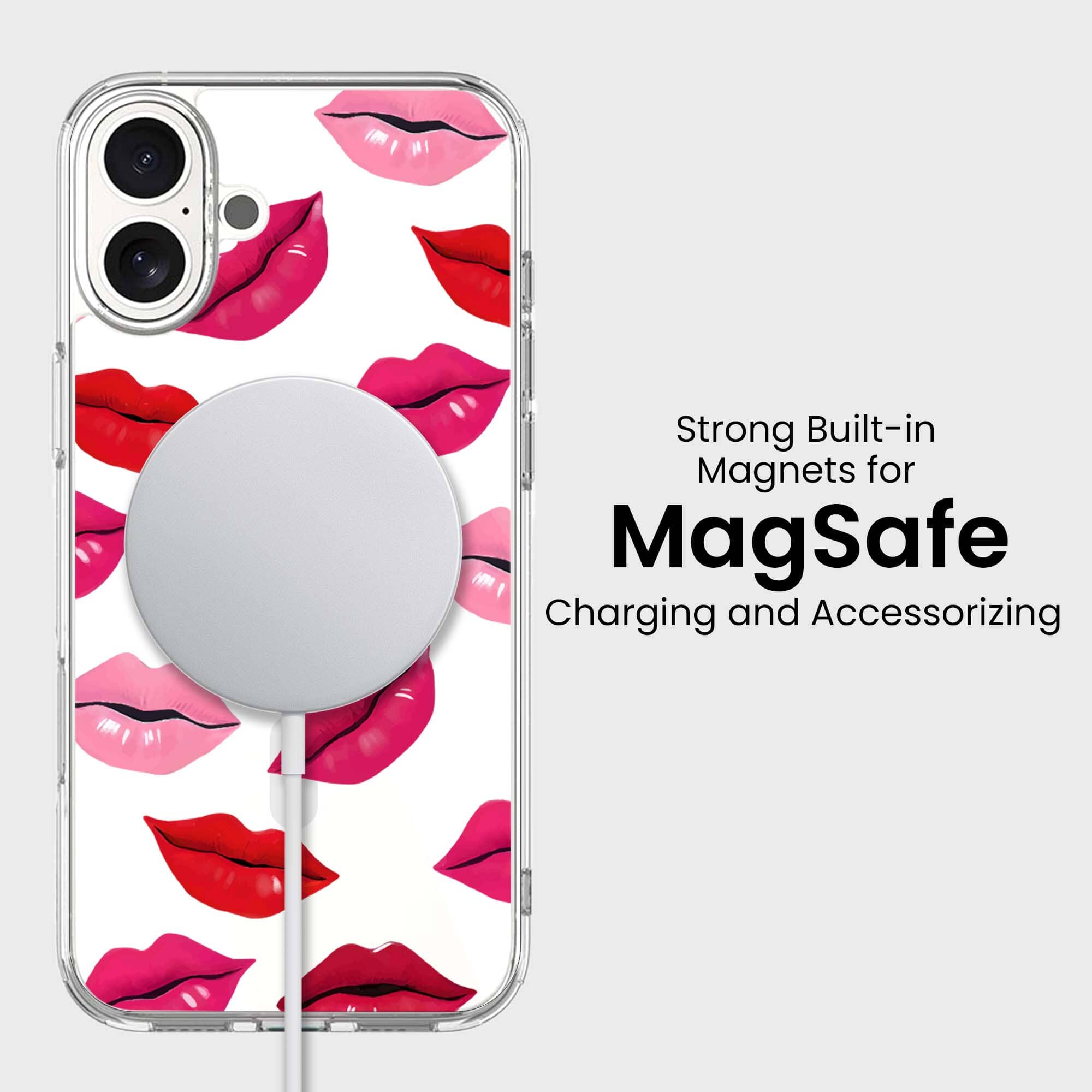 MagSafe iPhone 16 Lips Design Clear Case