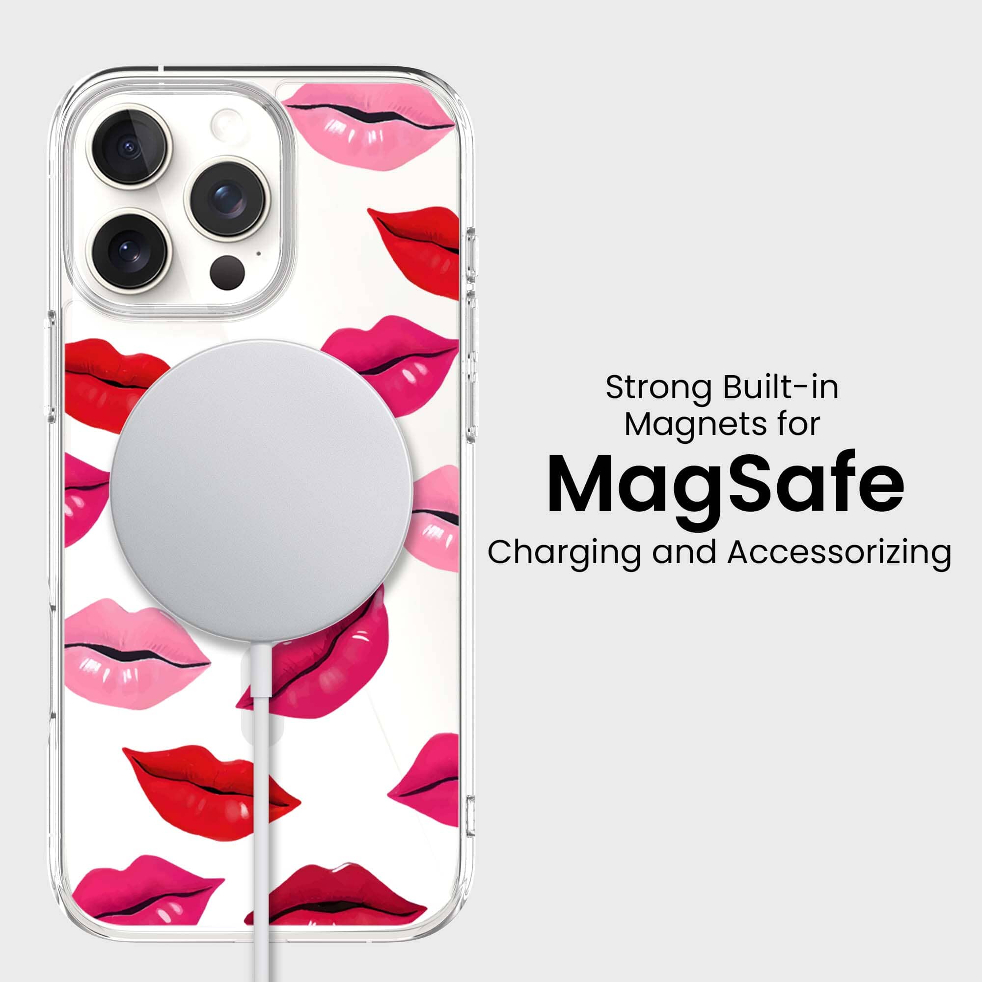 MagSafe iPhone 16 Pro Max Lips Design Clear Case