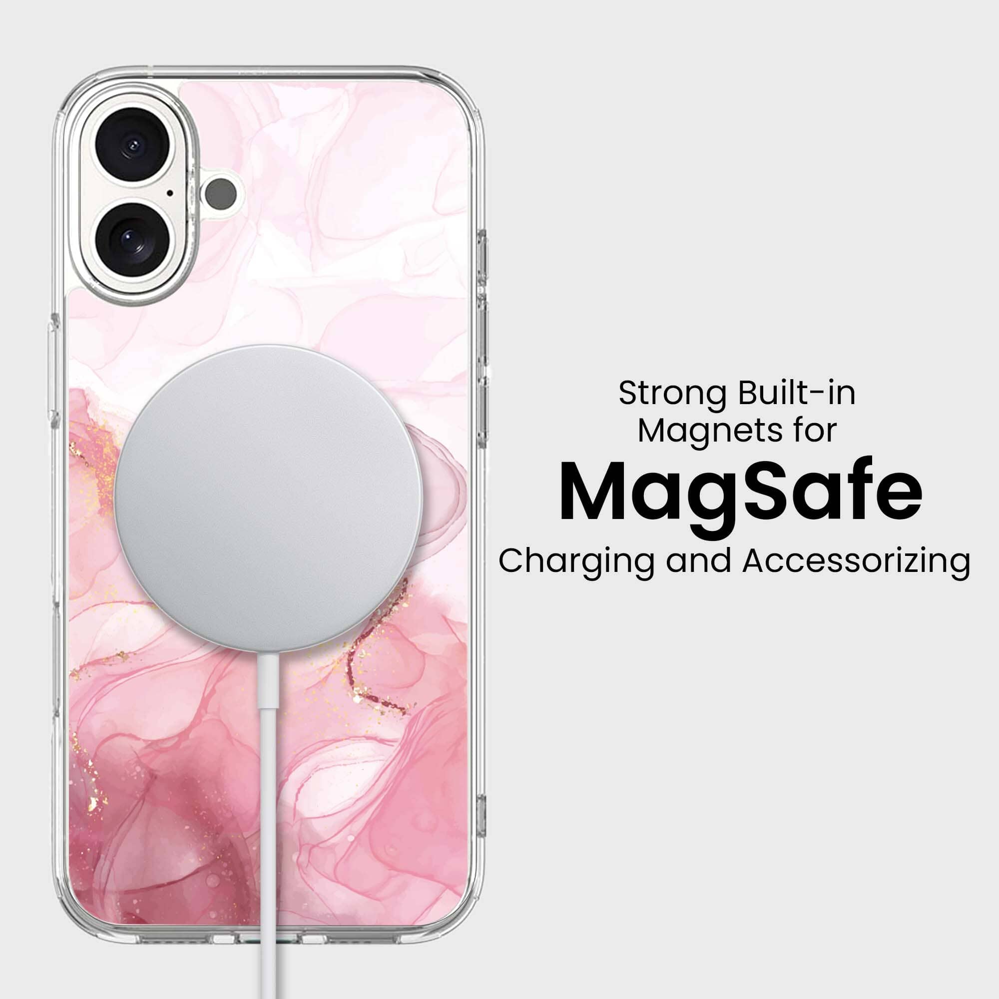 iPhone 16 Case With MagSafe - Pink Marble
