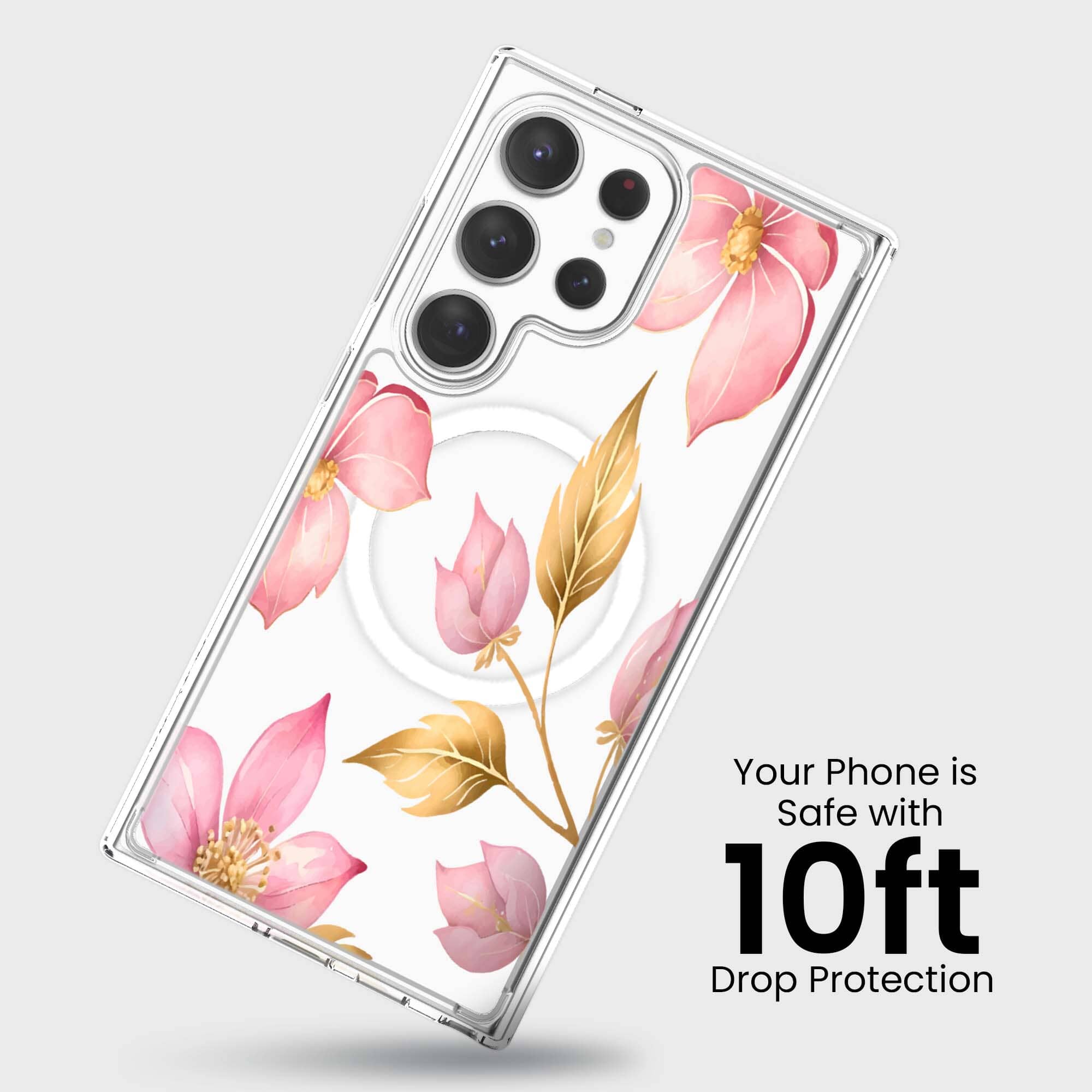 Samsung Galaxy S24 Ultra Pink Wildflower Clear Case