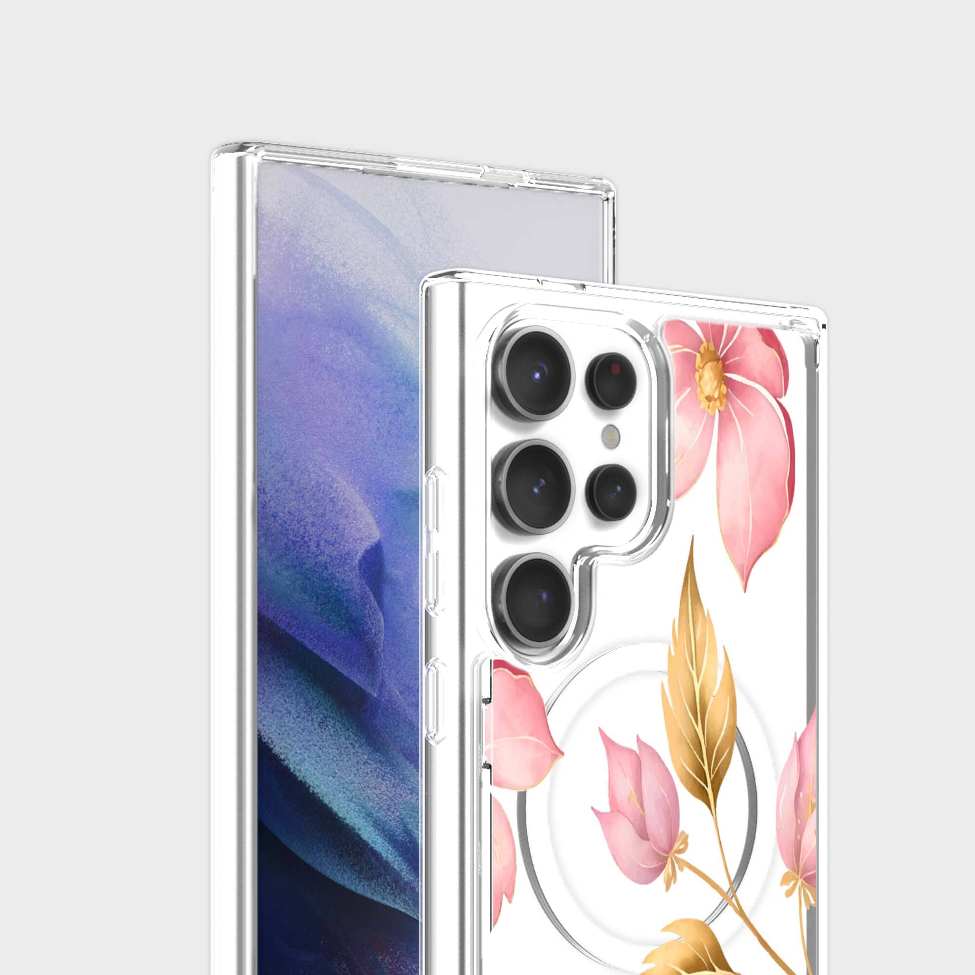 Samsung Galaxy S25 Ultra Pink Wildflower Clear Case