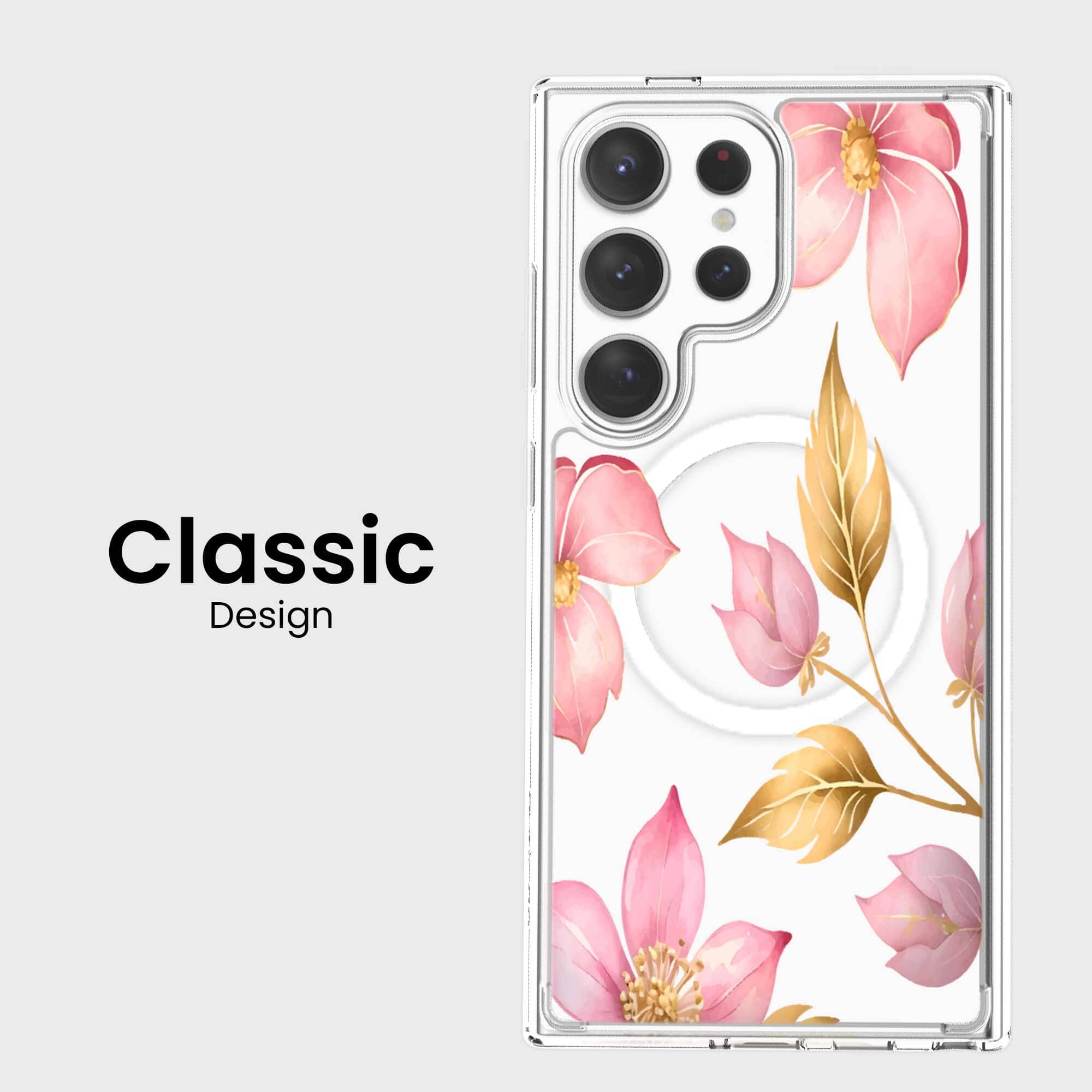 Samsung Galaxy S25 Ultra Pink Wildflower Clear Case