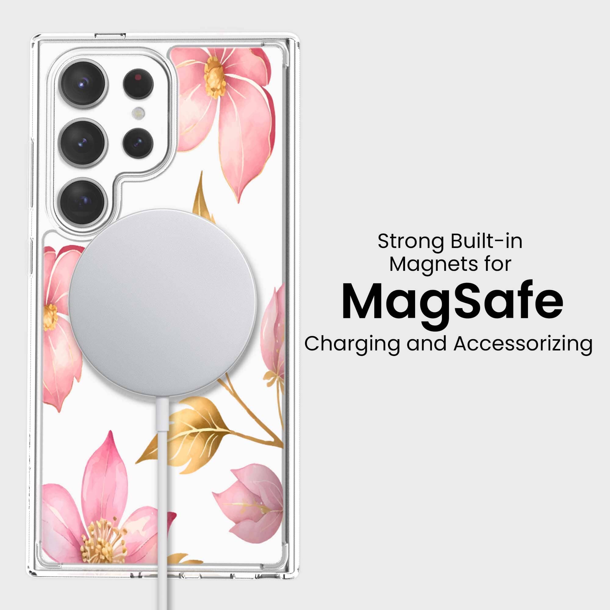 Samsung Galaxy S25 Ultra Pink Wildflower Clear Case