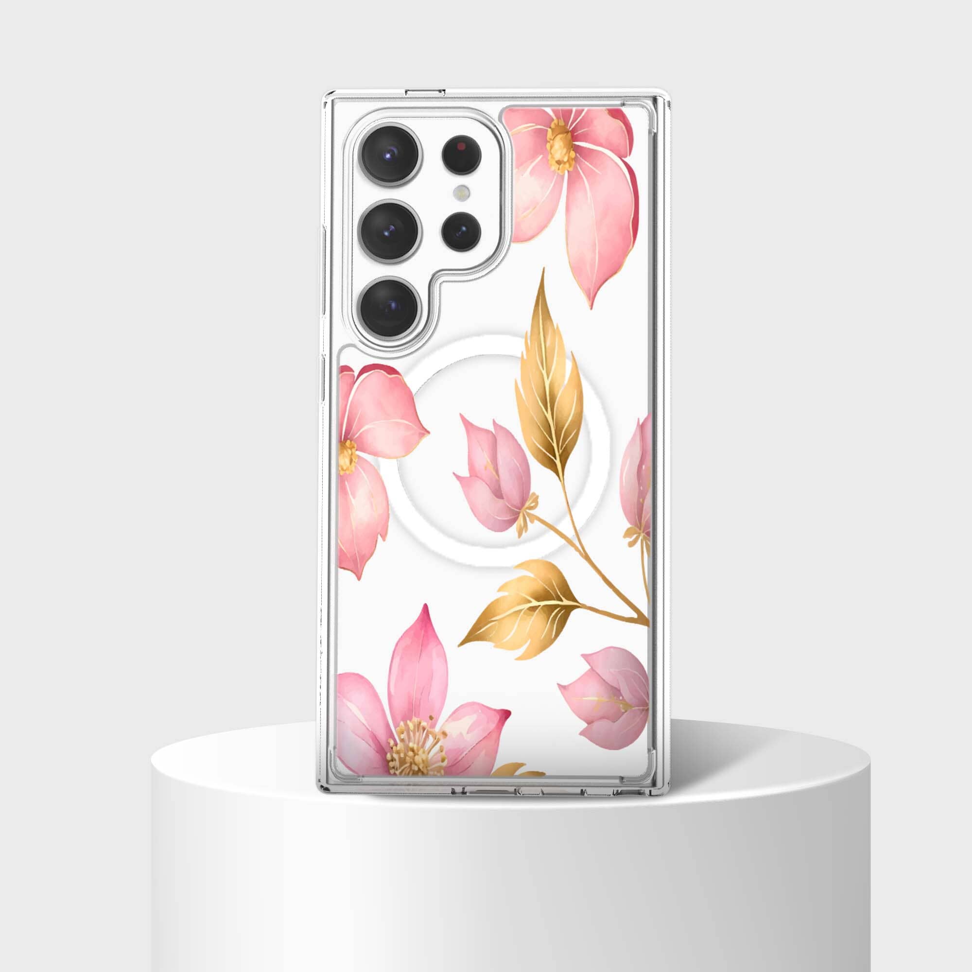 Samsung Galaxy S25 Ultra Pink Wildflower Clear Case