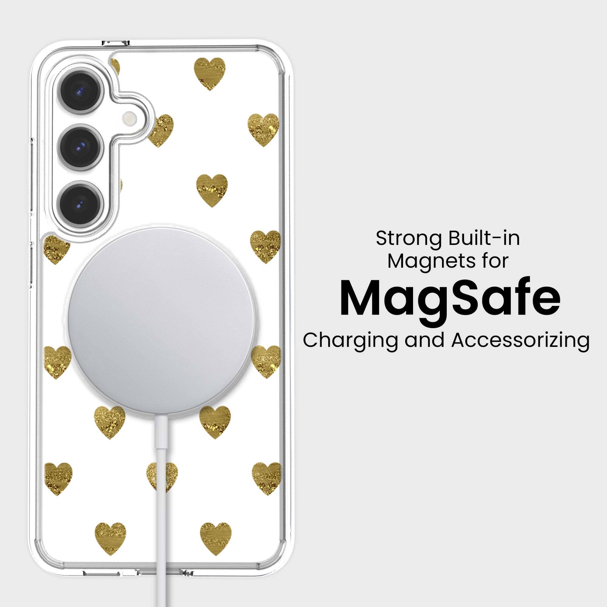 Samsung Galaxy S25 Gold Plum Heart Clear Case