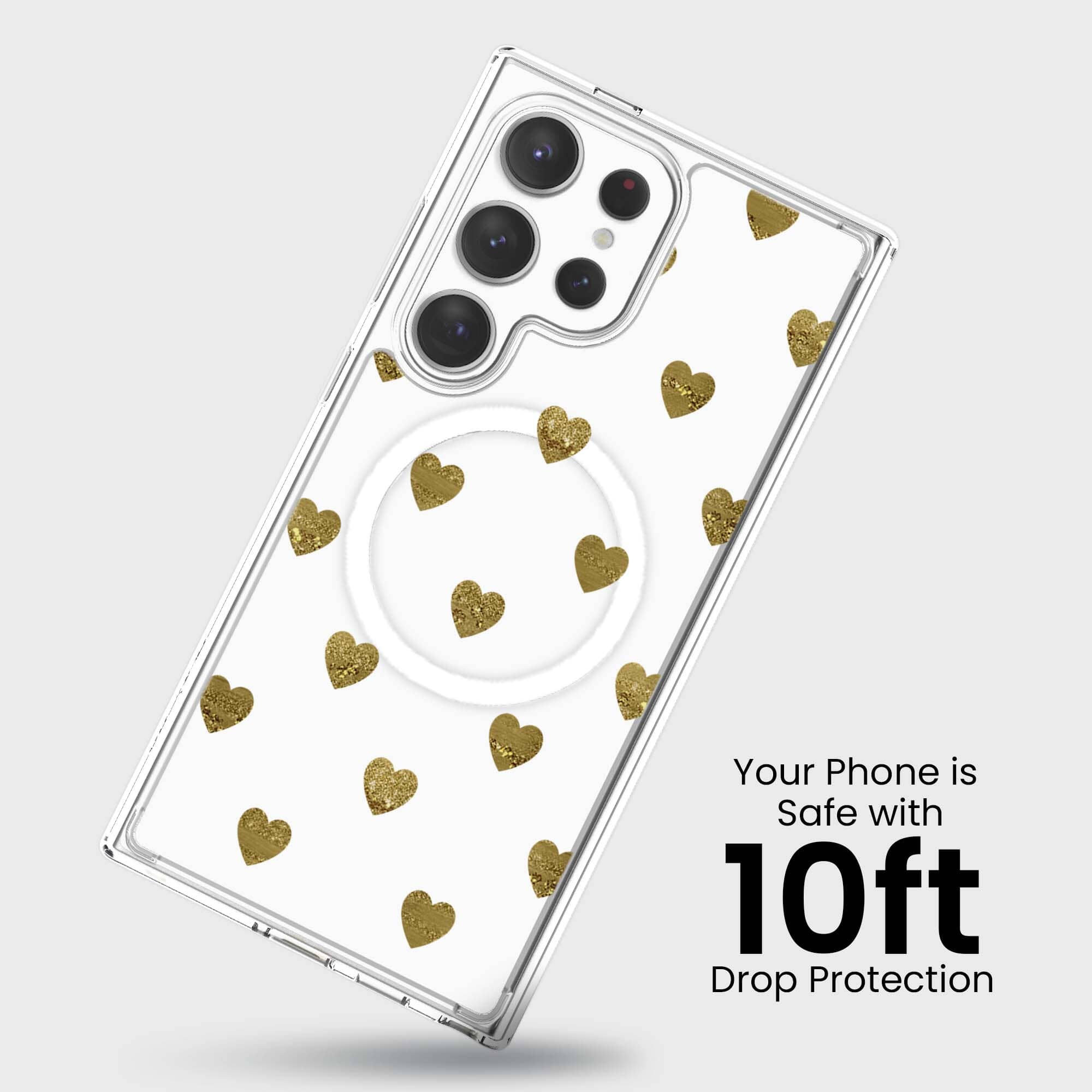 Samsung Galaxy S25 Ultra Gold Plum Heart Clear Case