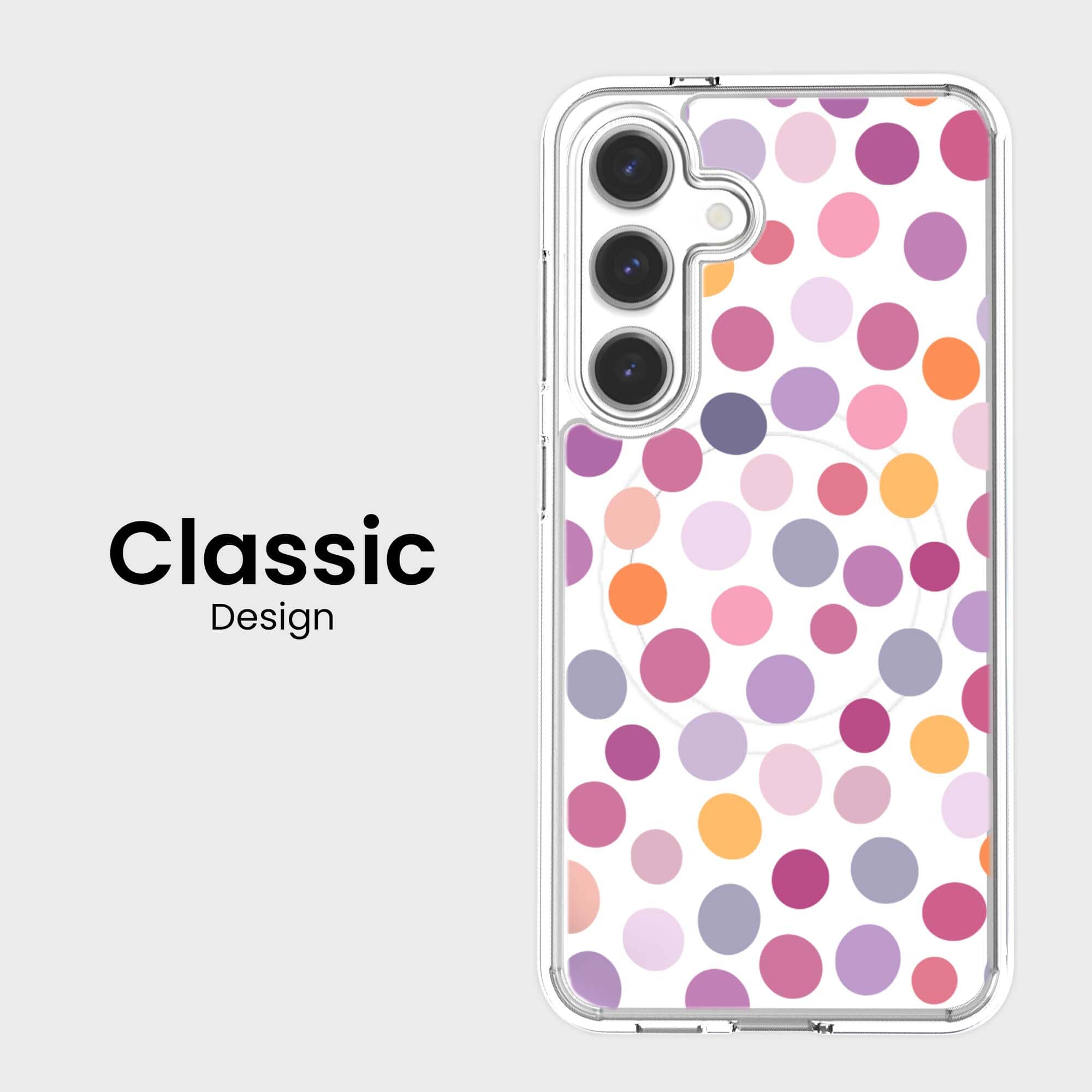 Samsung Galaxy S24 Purple Polka Dots Clear Case