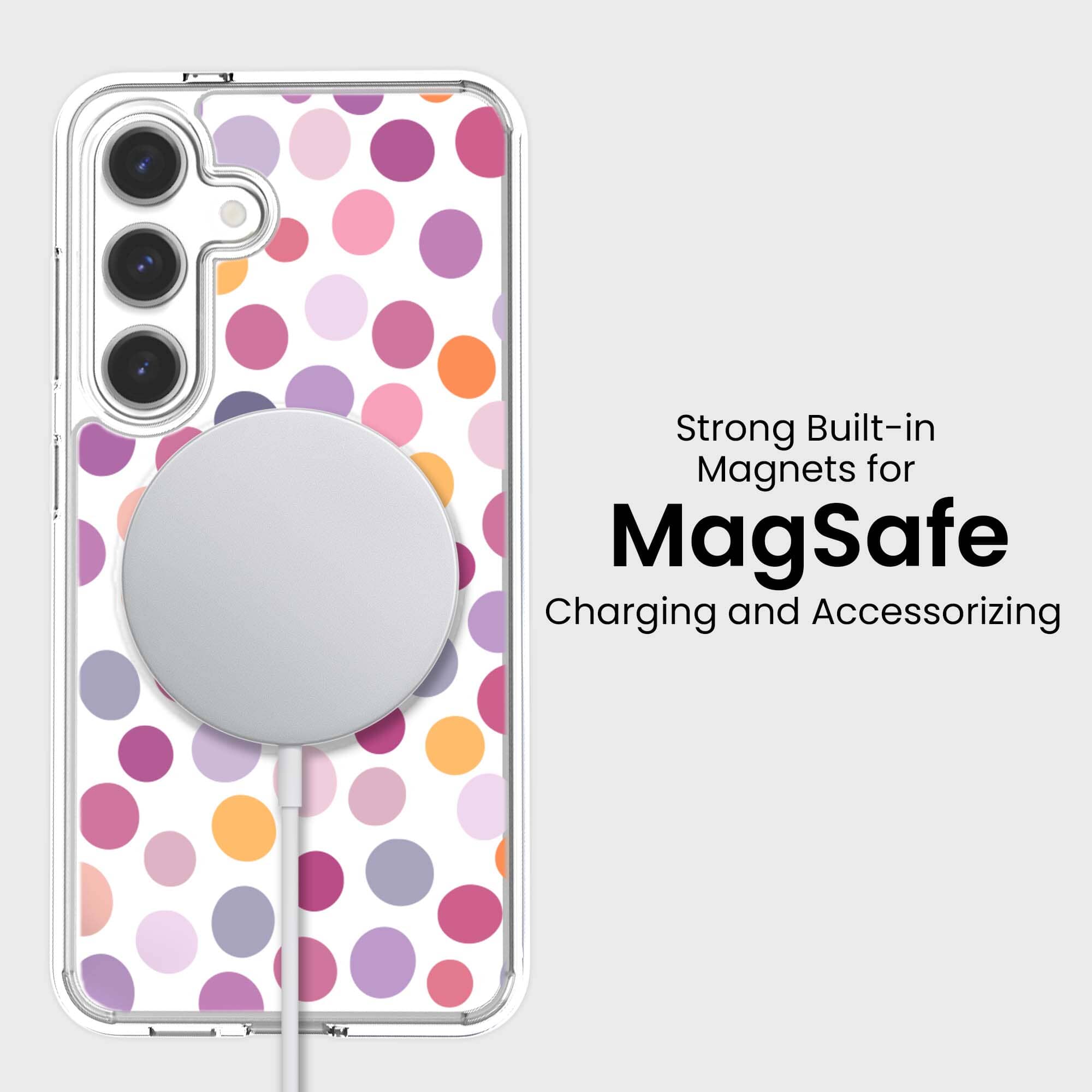 Samsung Galaxy S24 Purple Polka Dots Clear Case