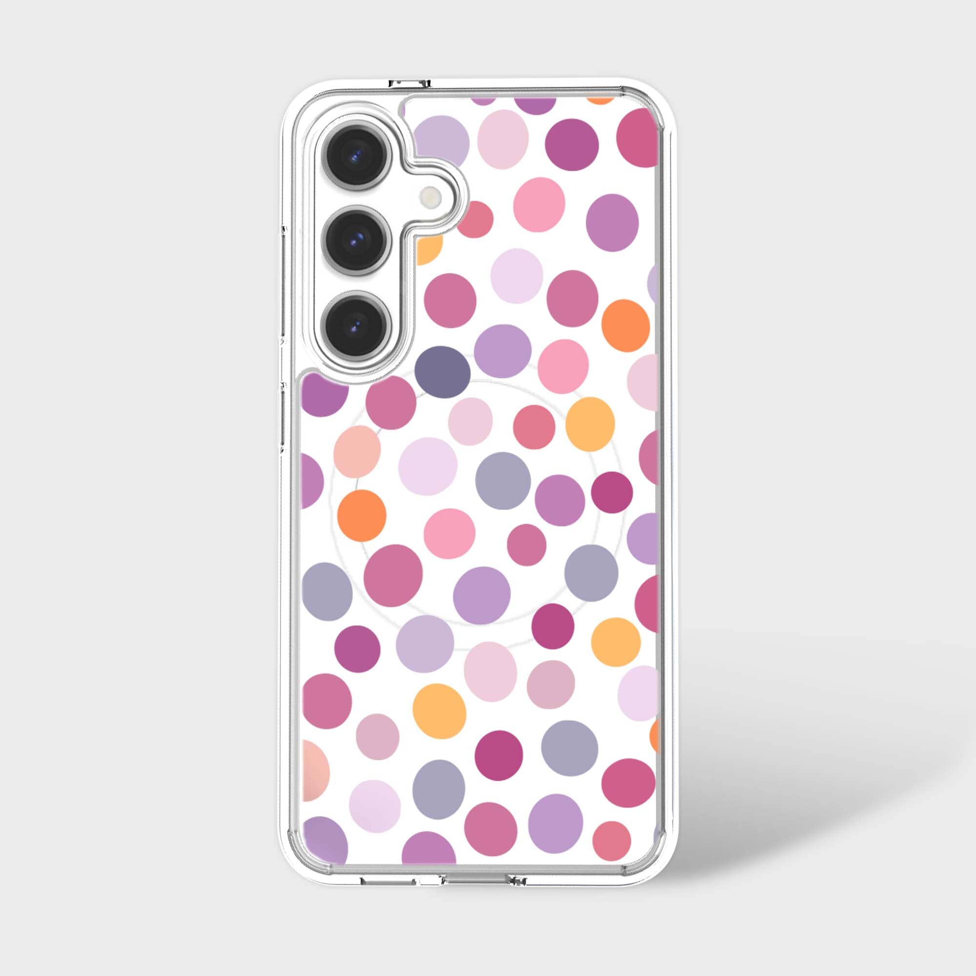 Samsung Galaxy S24 Purple Polka Dots Clear Case