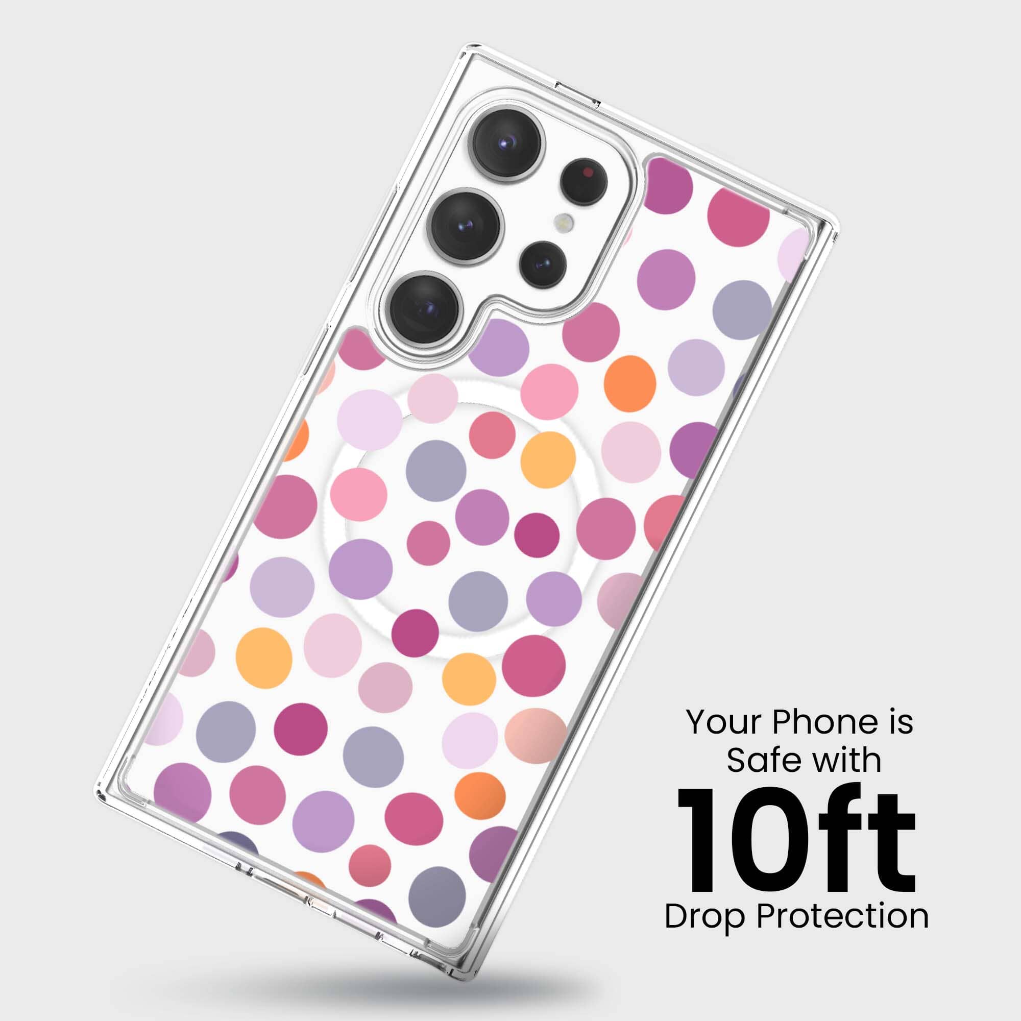 Samsung Galaxy S24 Ultra Purple Polka Dots Clear Case