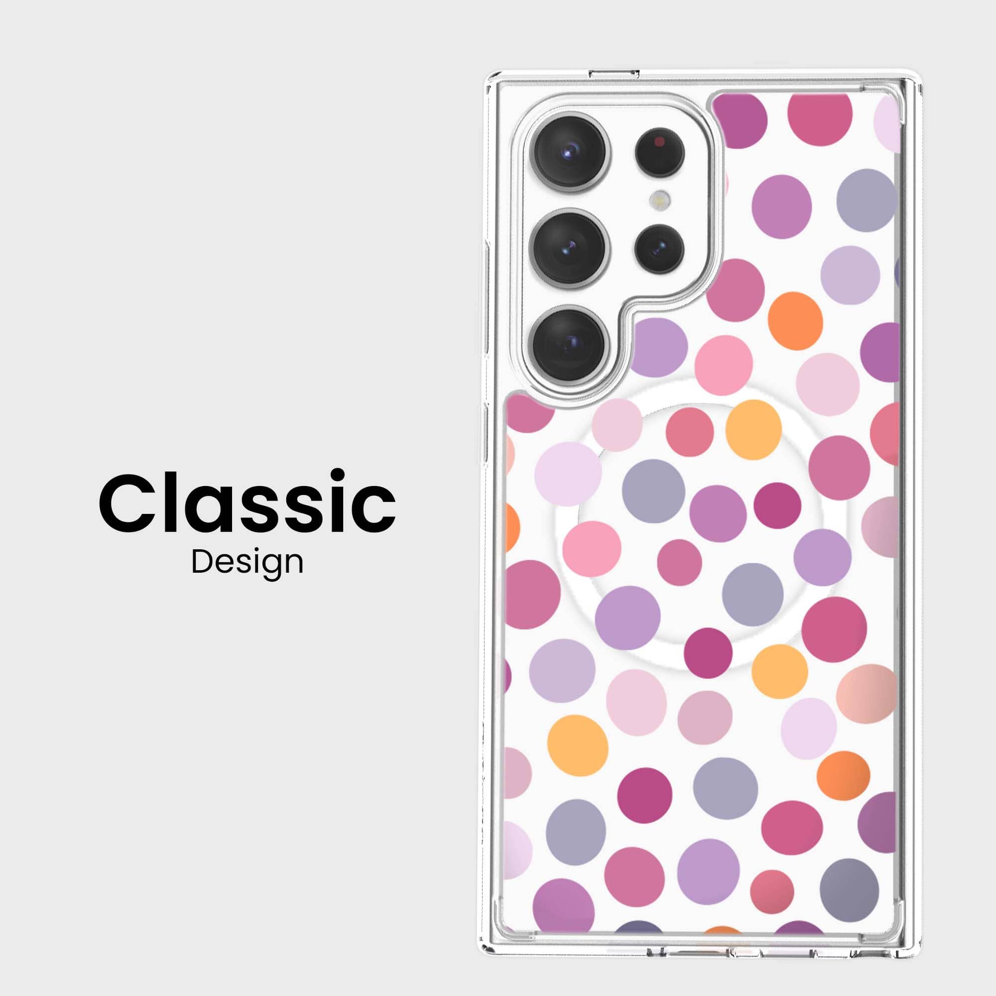 Samsung Galaxy S25 Ultra Purple Polka Dots Clear Case