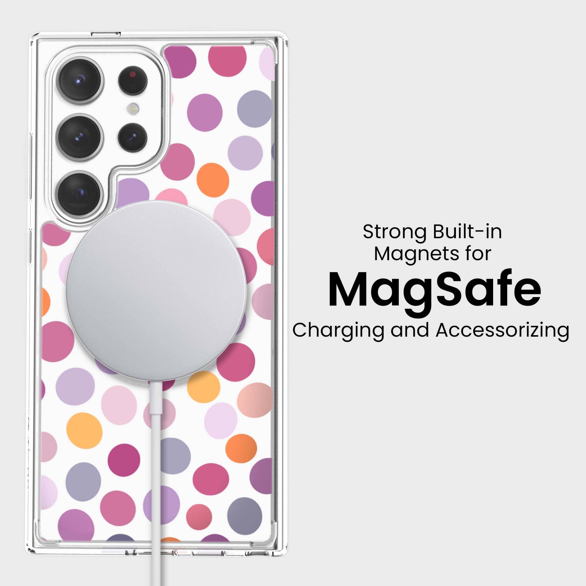 Samsung Galaxy S25 Ultra Purple Polka Dots Clear Case