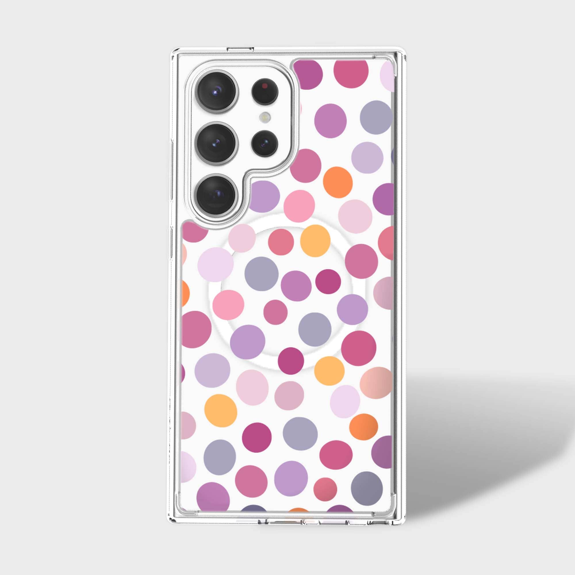 Samsung Galaxy S25 Ultra Purple Polka Dots Clear Case