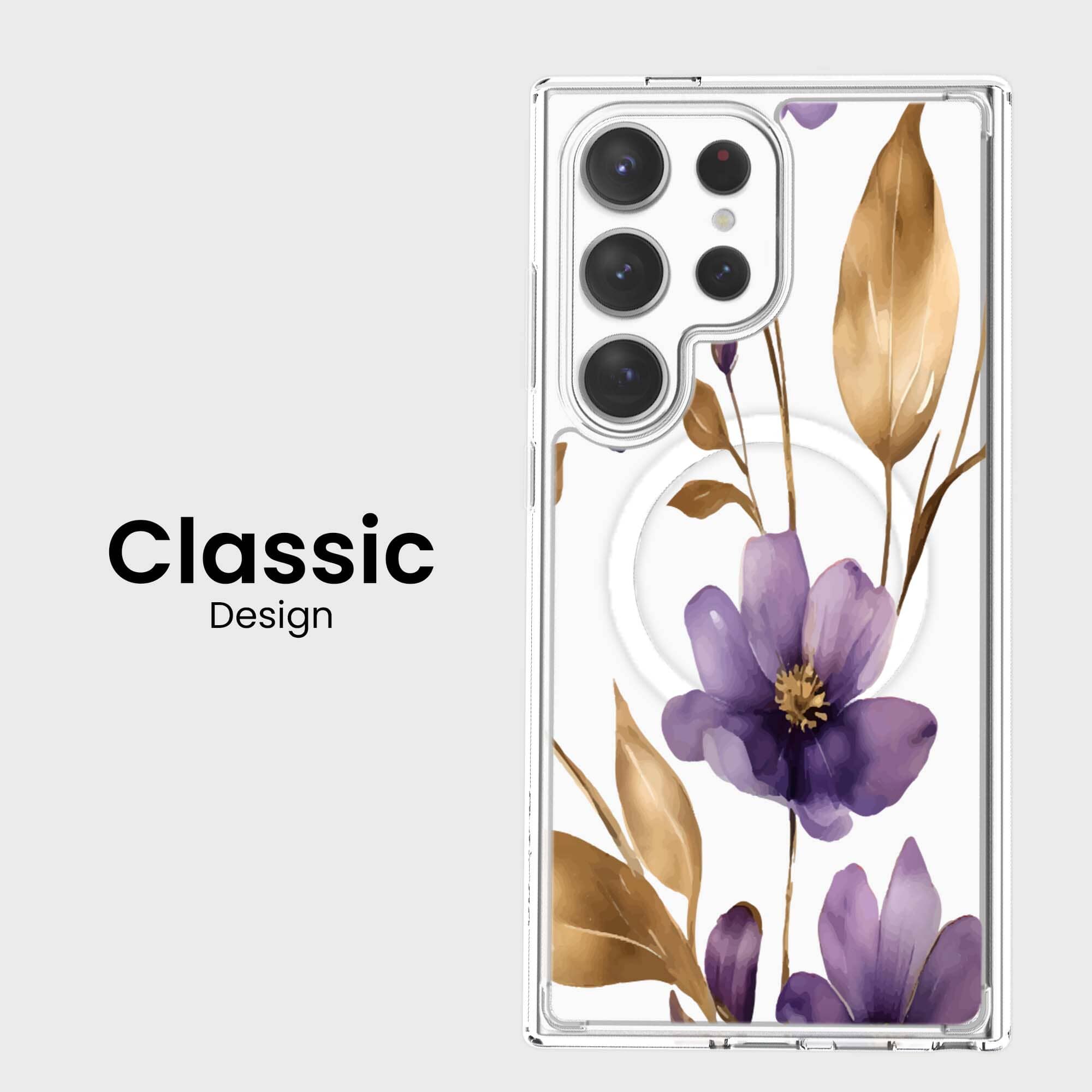 Samsung Galaxy S24 Ultra Clear Design Case - Purple Wildflower
