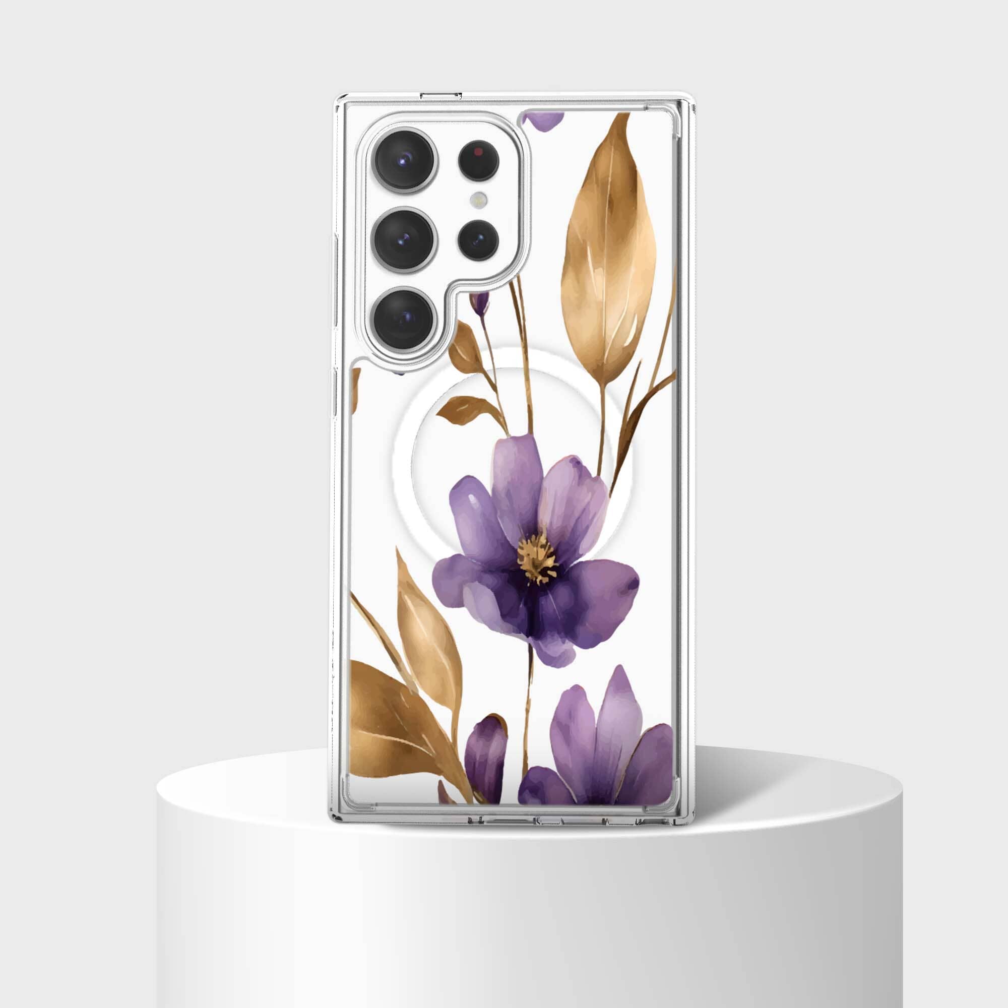 Samsung Galaxy S24 Ultra Clear Design Case - Purple Wildflower