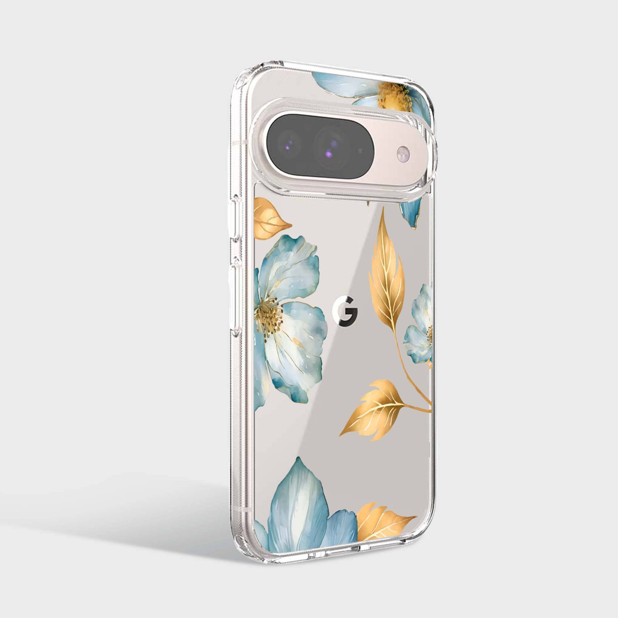 Google Pixel 9 Blue Wildflower Clear Case